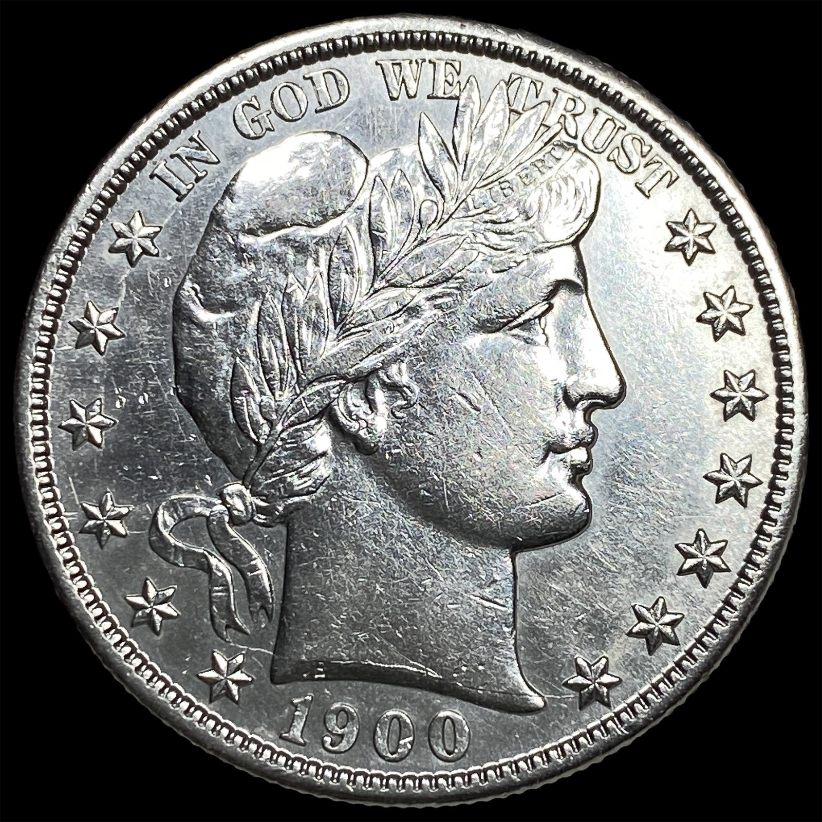 1900-S Silver Barber Half Dollar CLOSELY UNCIRCULATED: 1900-S Silver Barber Half Dollar CLOSELY UNCIRCULATED