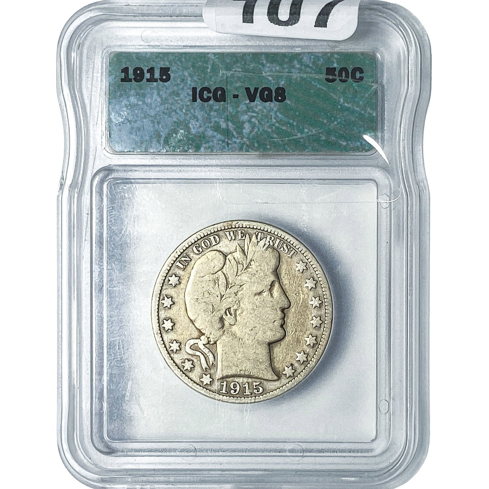 1915 Barber Half Dollar ICG VG8: 1915 Barber Half Dollar ICG VG8