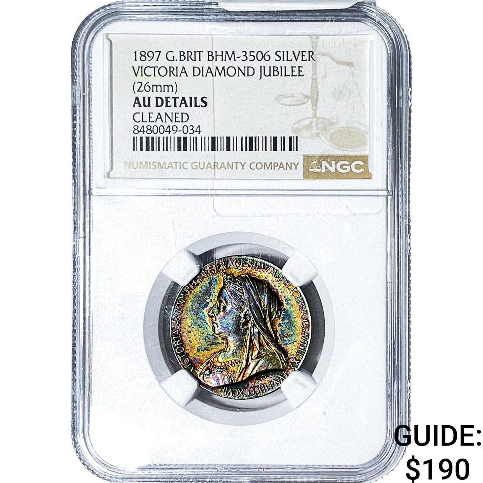 1897 Great Britain Queen Victoria Silver Diamond Jubilee Medal Toned! NGC AU Details (1 of 2)