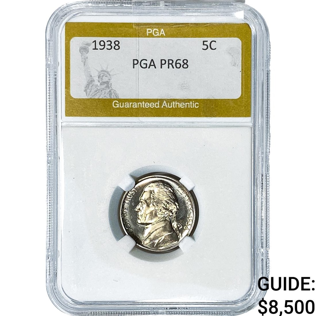 1938 Jefferson Nickel PGA PR68: 1938 Jefferson Nickel PGA PR68
