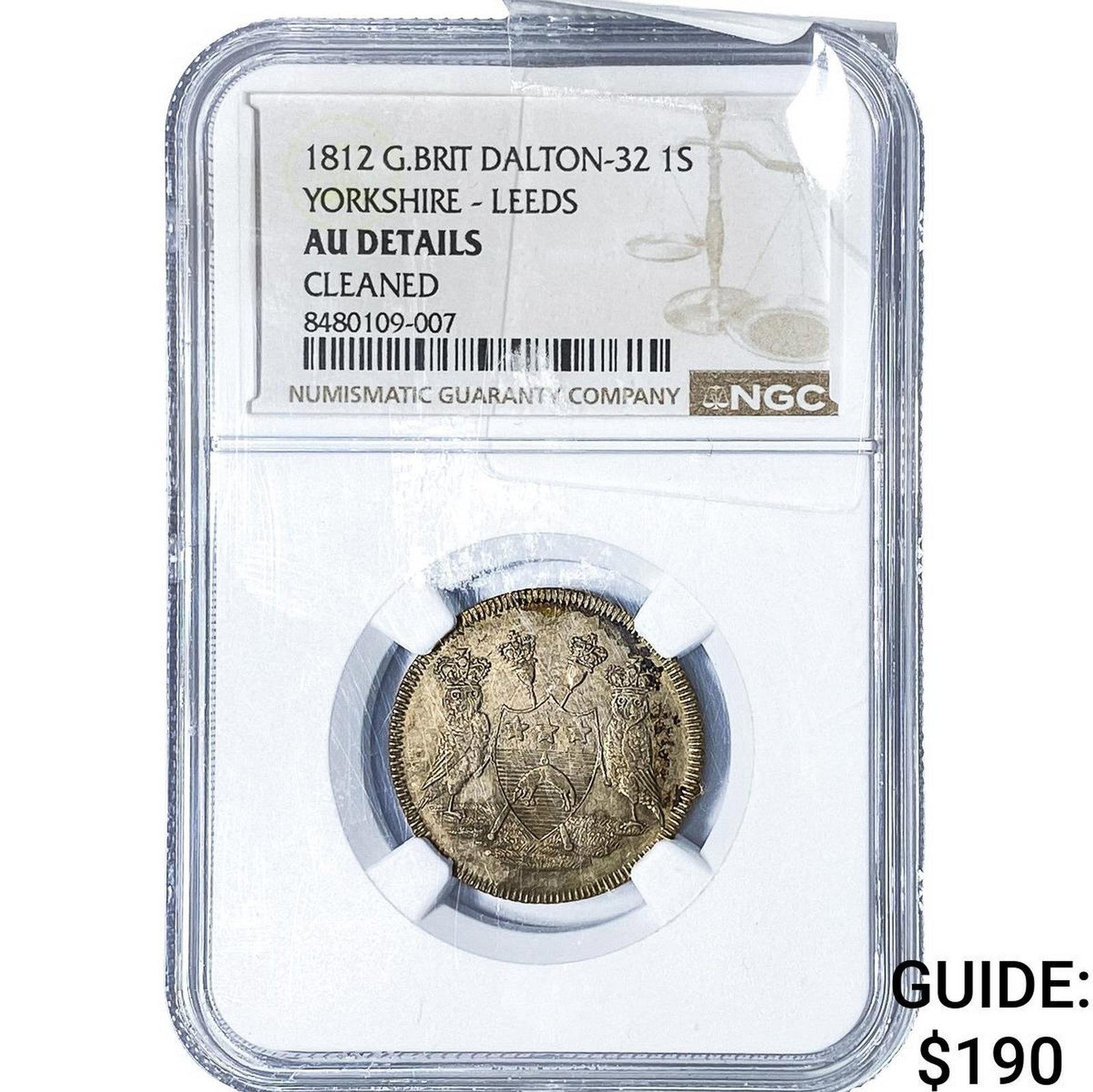 1812 Yorkshire, Leeds Silver 1 Shilling NGC AU Details (1 of 2)