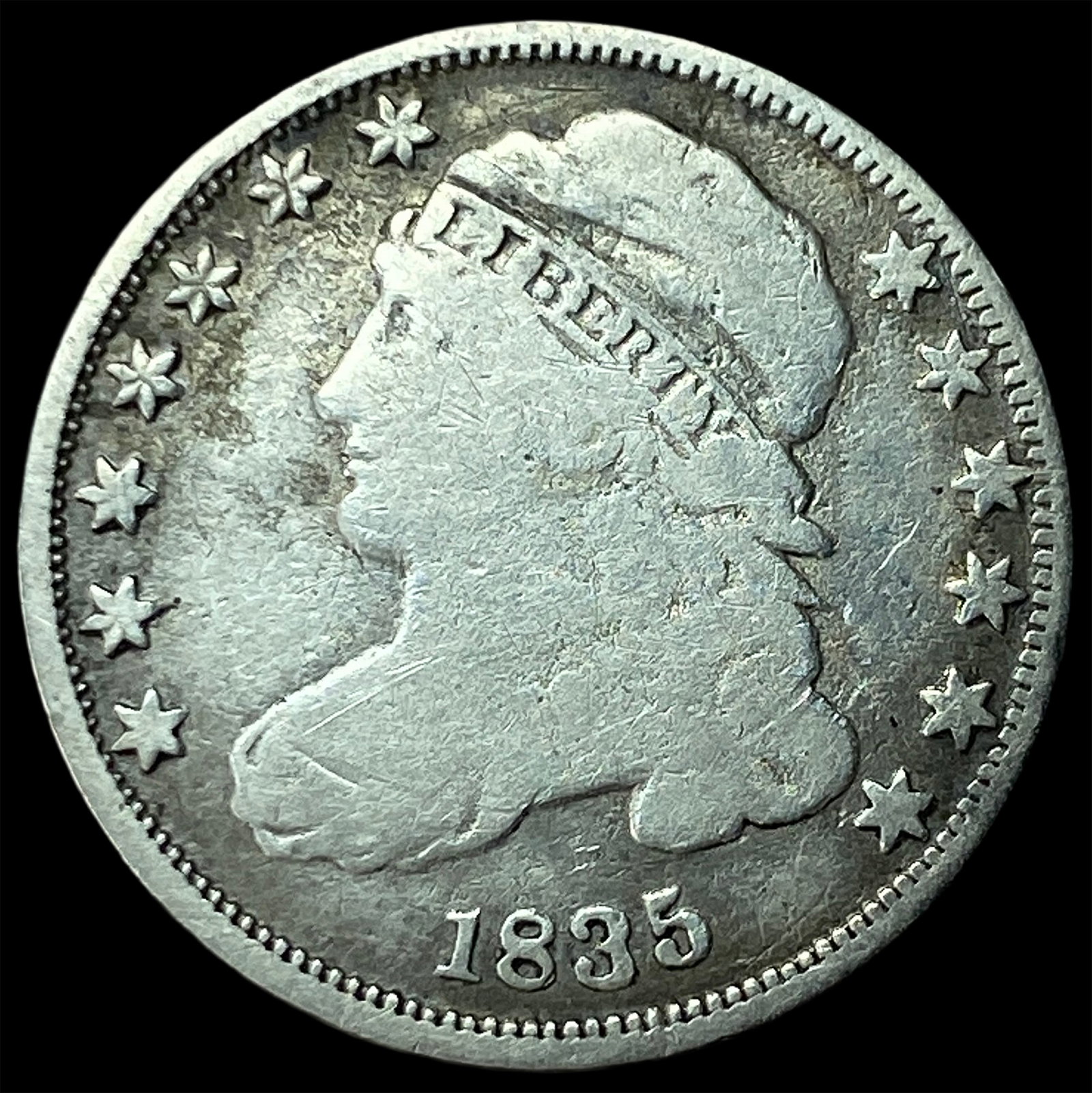 1835 Silver Capped Bust Dime NICELY CIRCULATED: 1835 Silver Capped Bust Dime NICELY CIRCULATED
