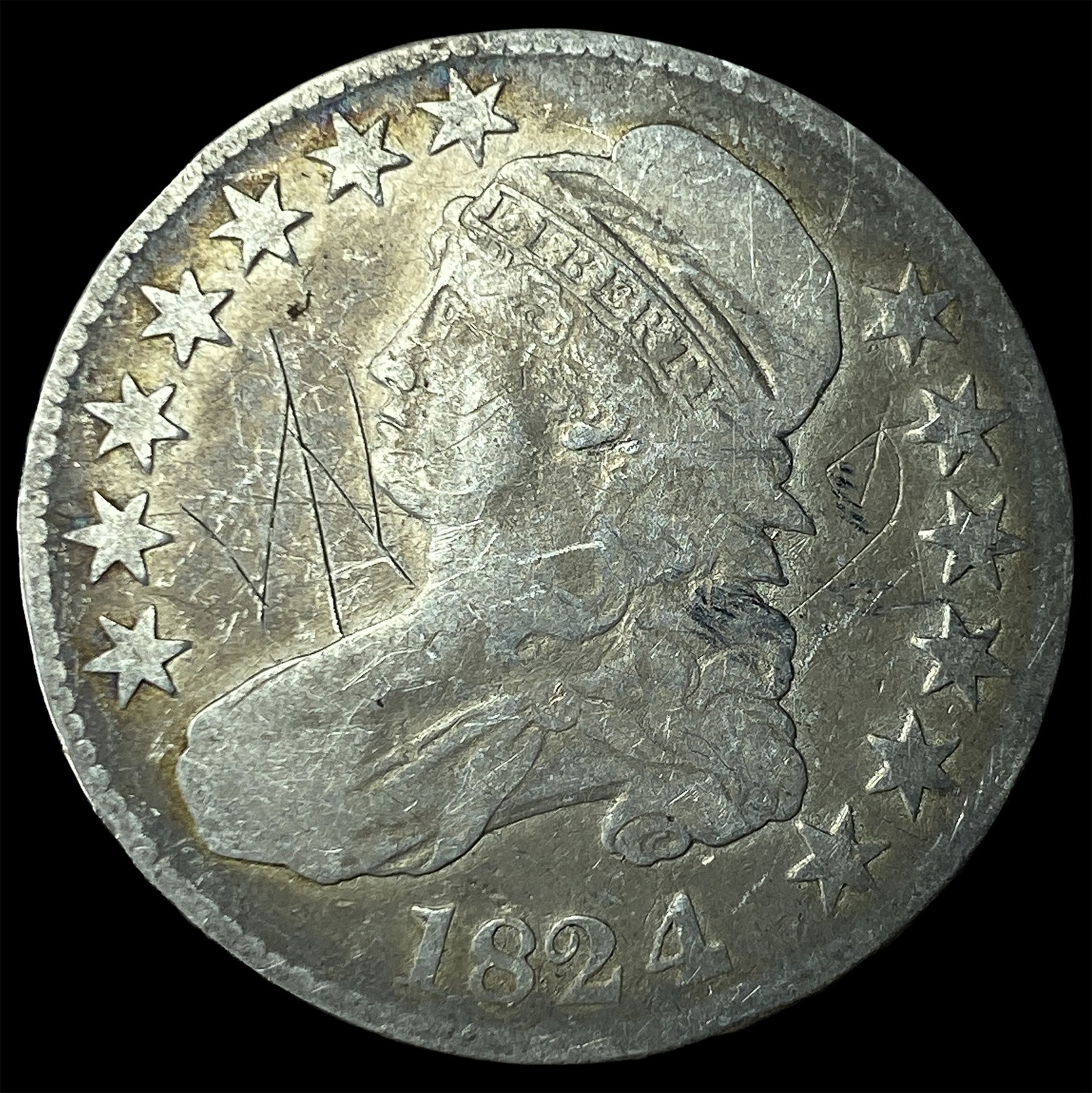 1824 Capped Bust Half Dollar NICELY CIRCULATED: 1824 Capped Bust Half Dollar NICELY CIRCULATED