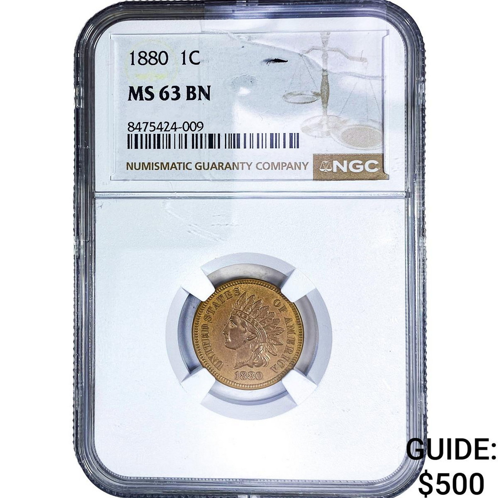 1880 Indian Head Cent NGC MS63 BN (1 of 2)