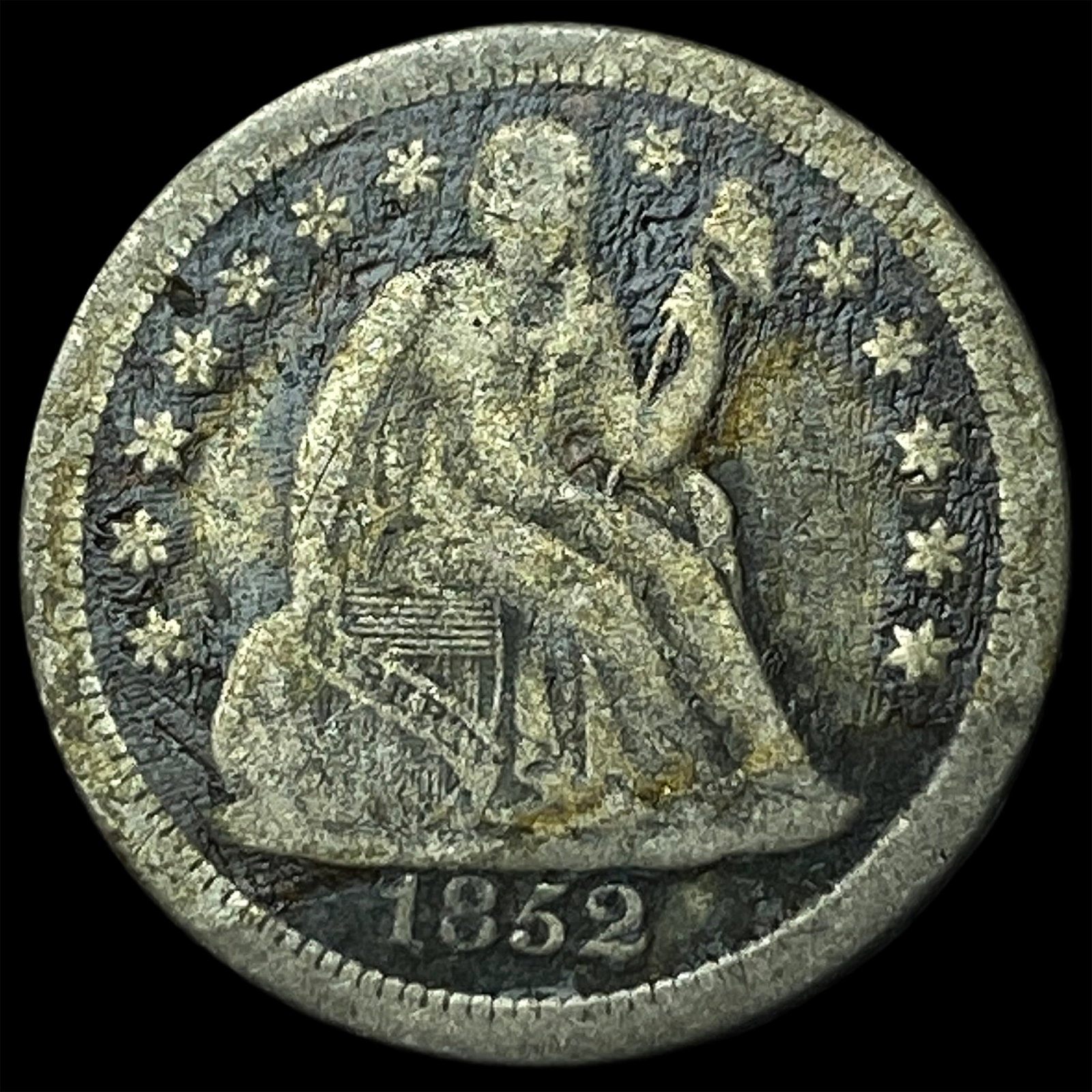 1852-O Silver Seated Liberty Dime NEARLY UNCIRCULATED: 1852-O Silver Seated Liberty Dime NEARLY UNCIRCULATED