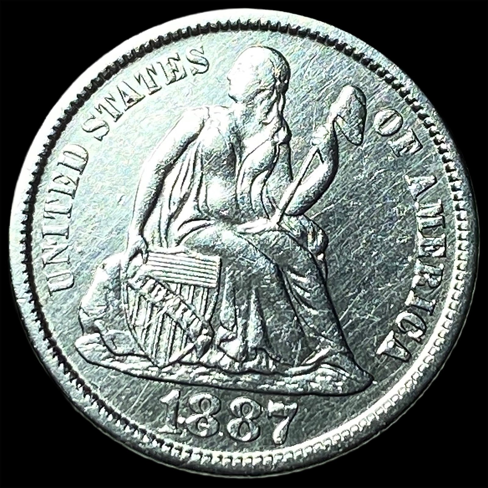1887-S Silver Seated Liberty Dime UNCIRCULATED: 1887-S Silver Seated Liberty Dime UNCIRCULATED
