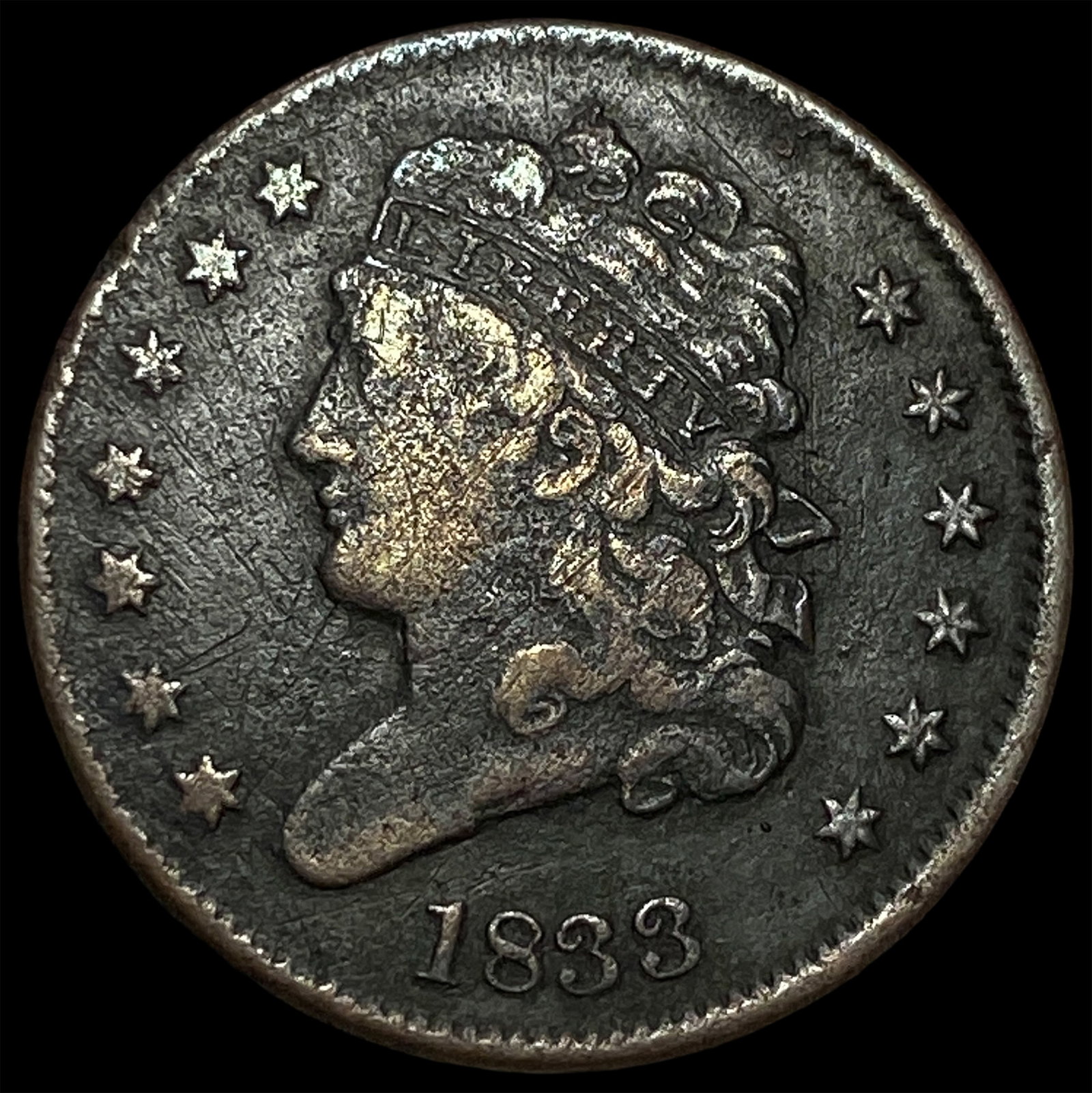 1833 Classic Head Half Cent NEARLY UNCIRCULATED: 1833 Classic Head Half Cent NEARLY UNCIRCULATED
