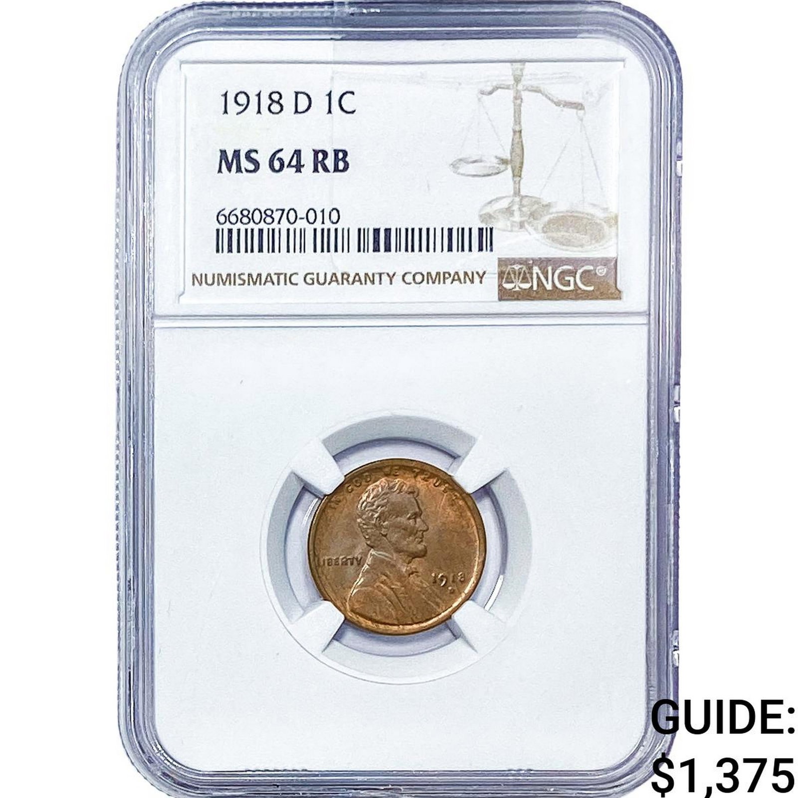 1918-D Wheat Cent NGC MS64 RB (1 of 2)