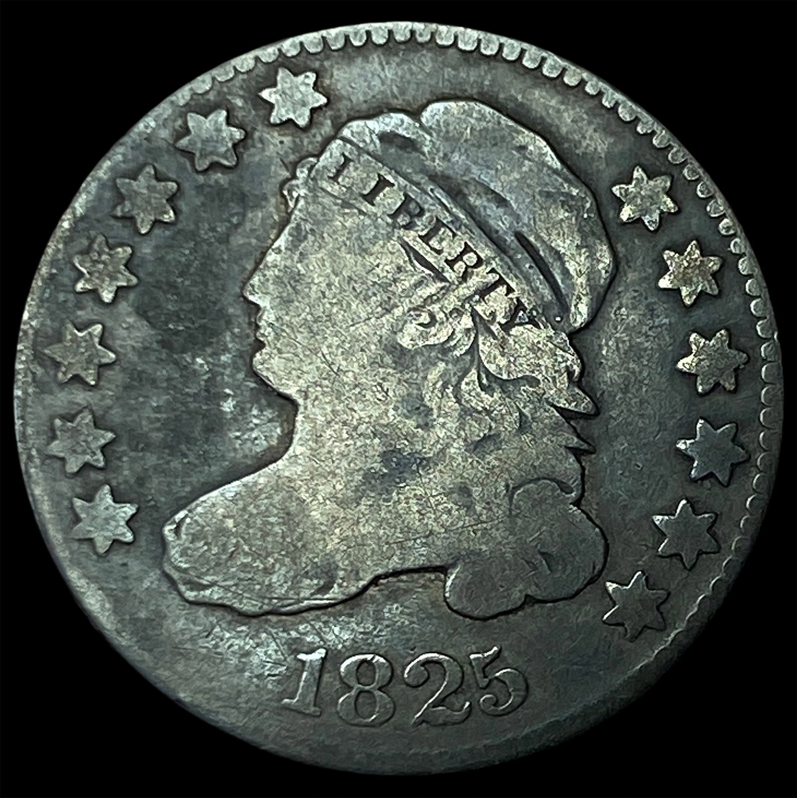 1825 Silver Capped Bust Dime NICELY CIRCULATED: 1825 Silver Capped Bust Dime NICELY CIRCULATED