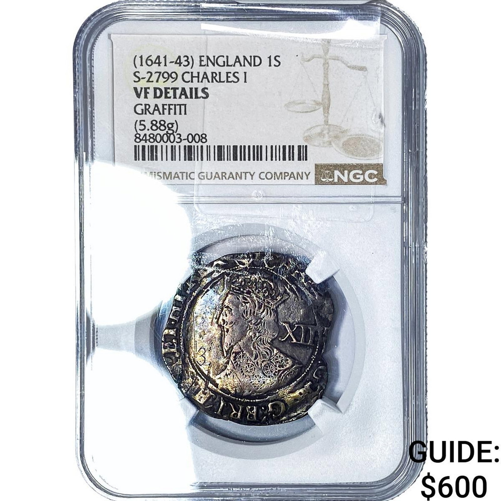 (1641-43) Medieval England Charles I Silver 1 Shilling NGC VF Details (1 of 2)