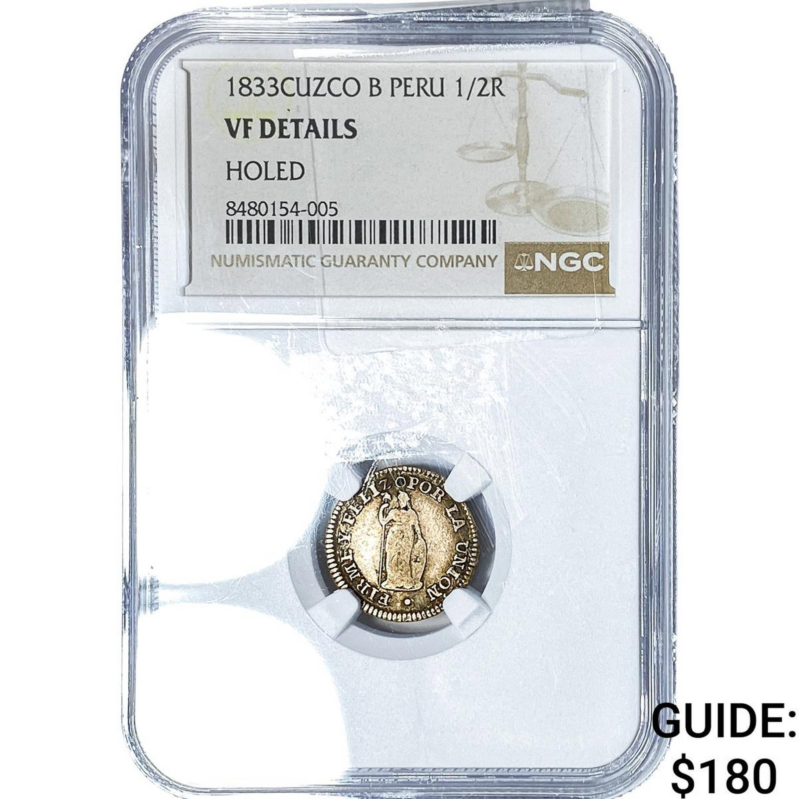 1833-Cuzco Peru Silver 1/2 Real NGC VF Details (1 of 2)
