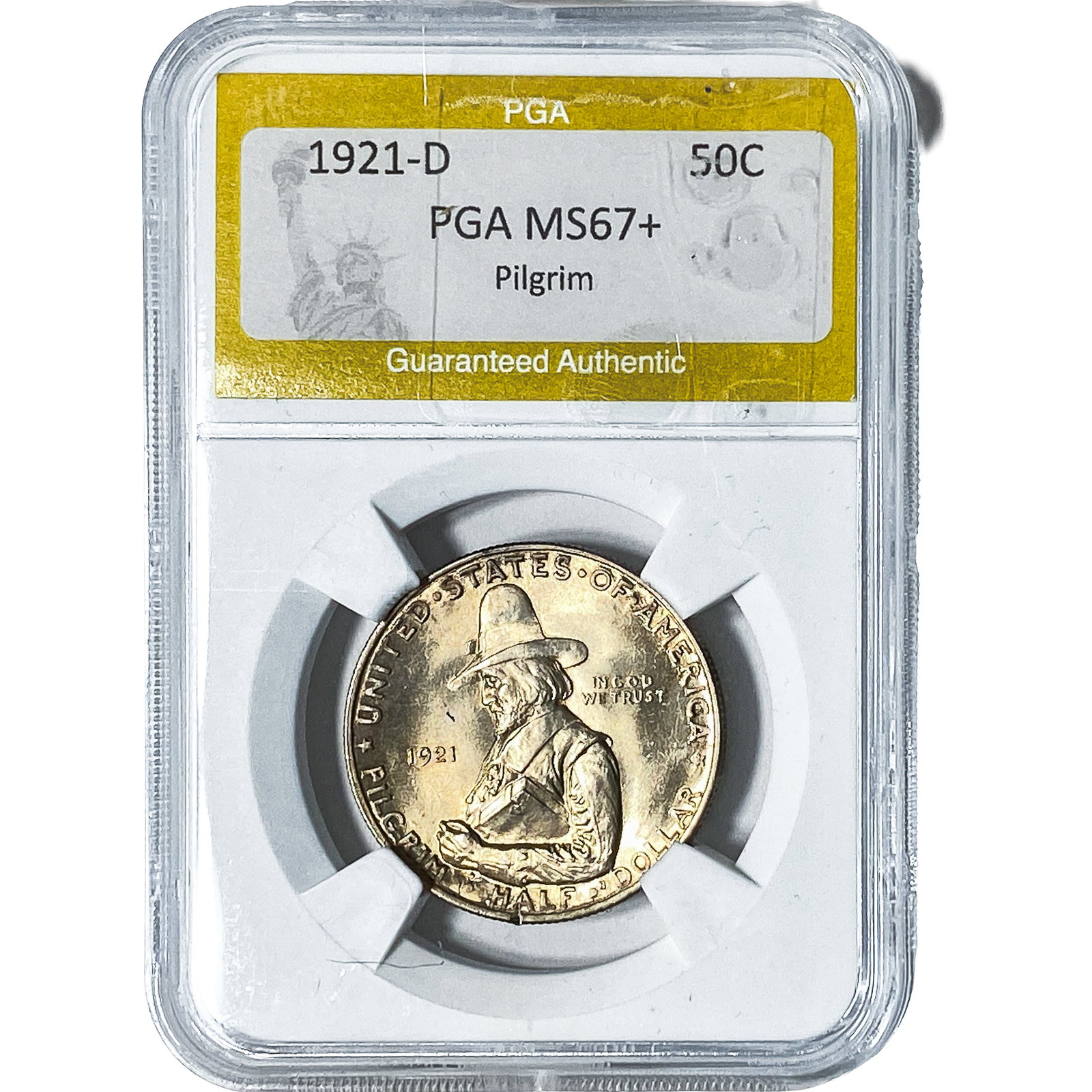 1921-D Pilgrim Half Dollar PGA MS67+: 1921-D Pilgrim Half Dollar PGA MS67+