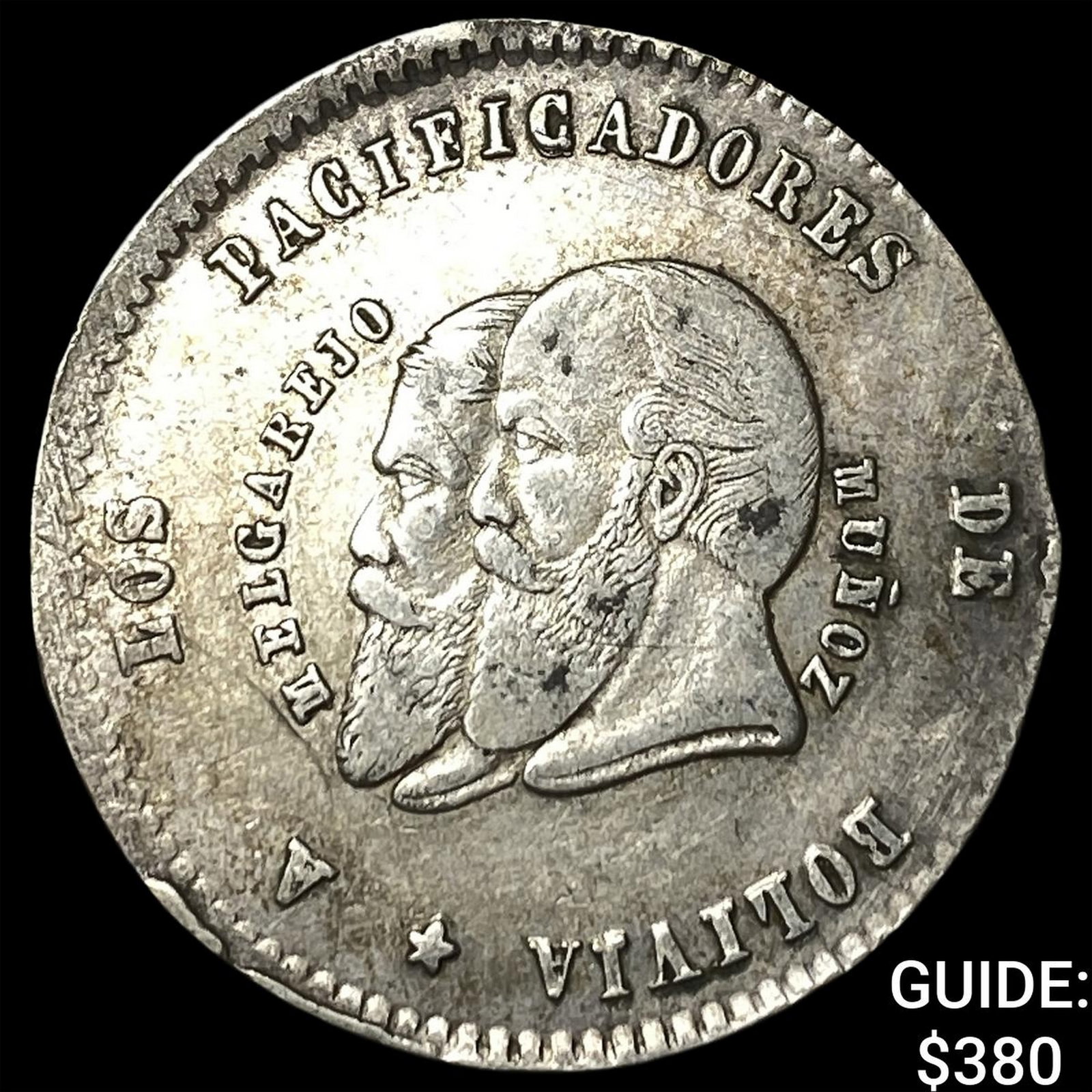 1865 Bolivia Silver 1/2 Melgarejo .2141oz ASW: 1865 Bolivia Silver 1/2 Melgarejo .2141oz ASW