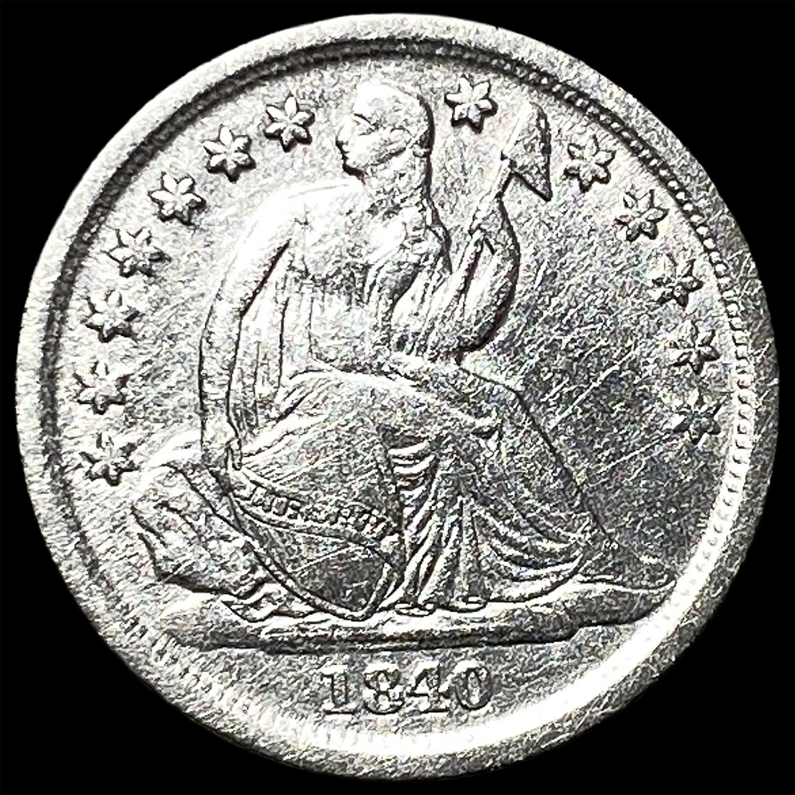 1840-O Silver Seated Liberty Dime UNCIRCULATED: 1840-O Silver Seated Liberty Dime UNCIRCULATED