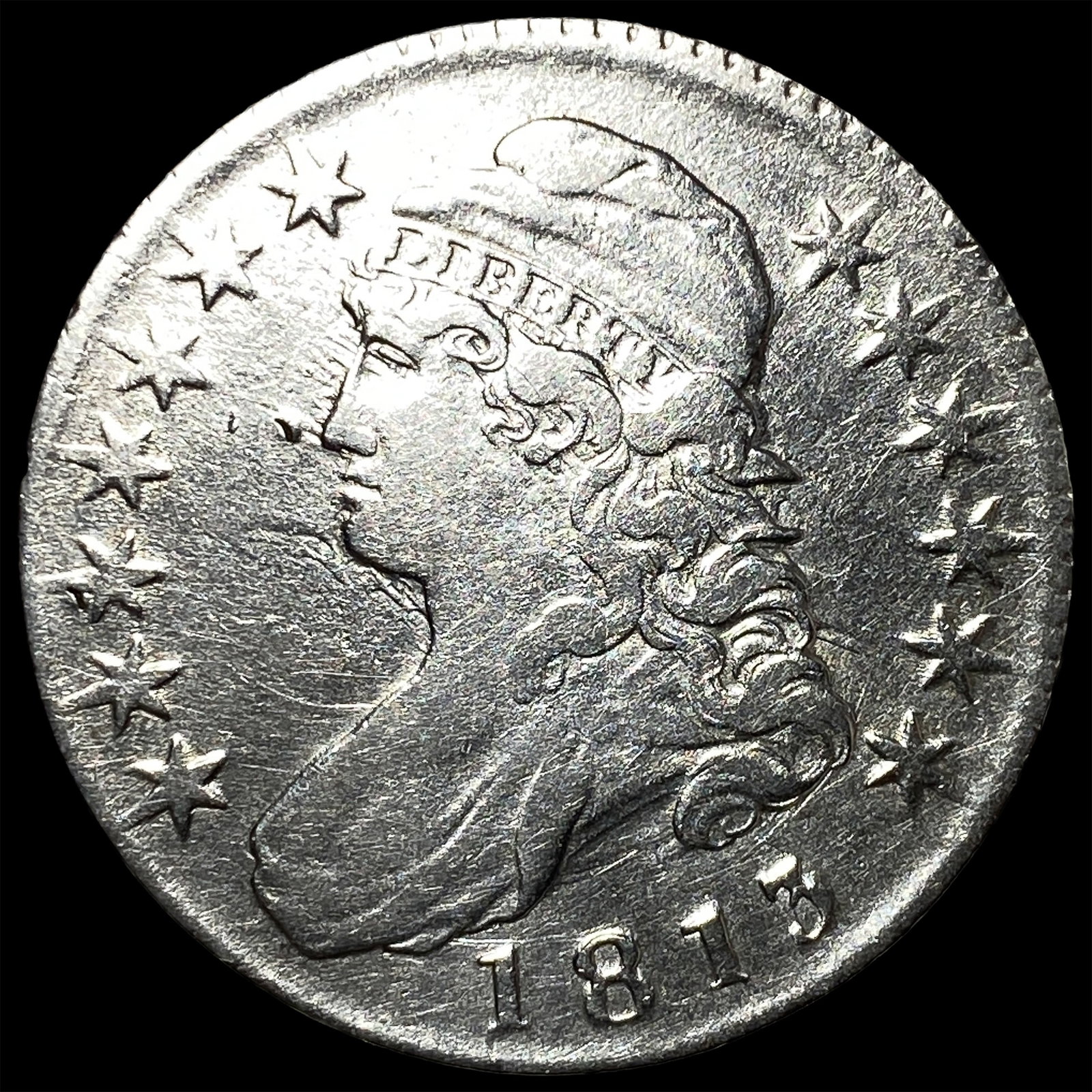 1813 Capped Bust Half Dollar CLOSELY UNCIRCULATED: 1813 Capped Bust Half Dollar CLOSELY UNCIRCULATED
