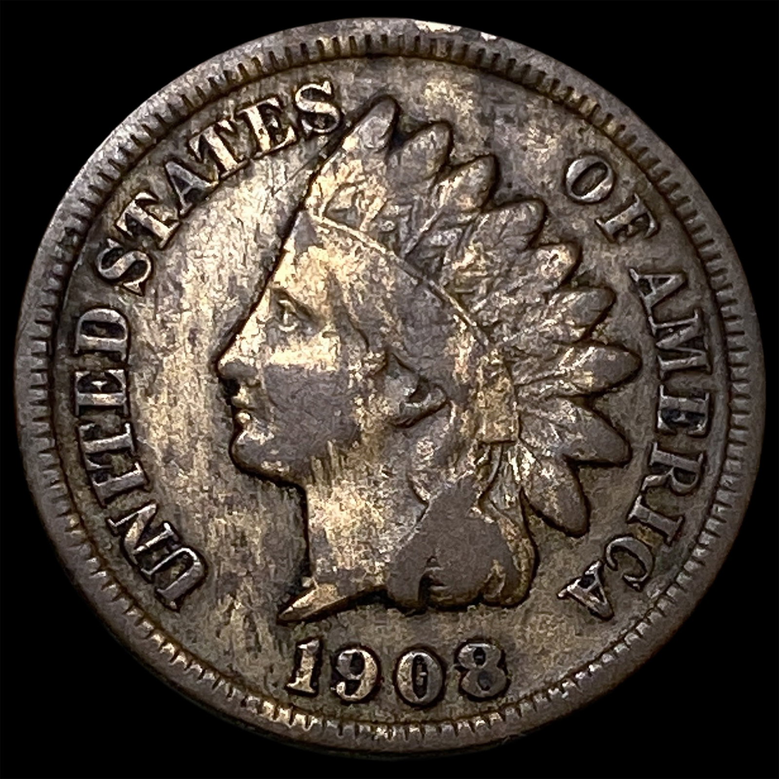 1908-S Indian Head Cent ABOUT UNCIRCULATED: 1908-S Indian Head Cent ABOUT UNCIRCULATED
