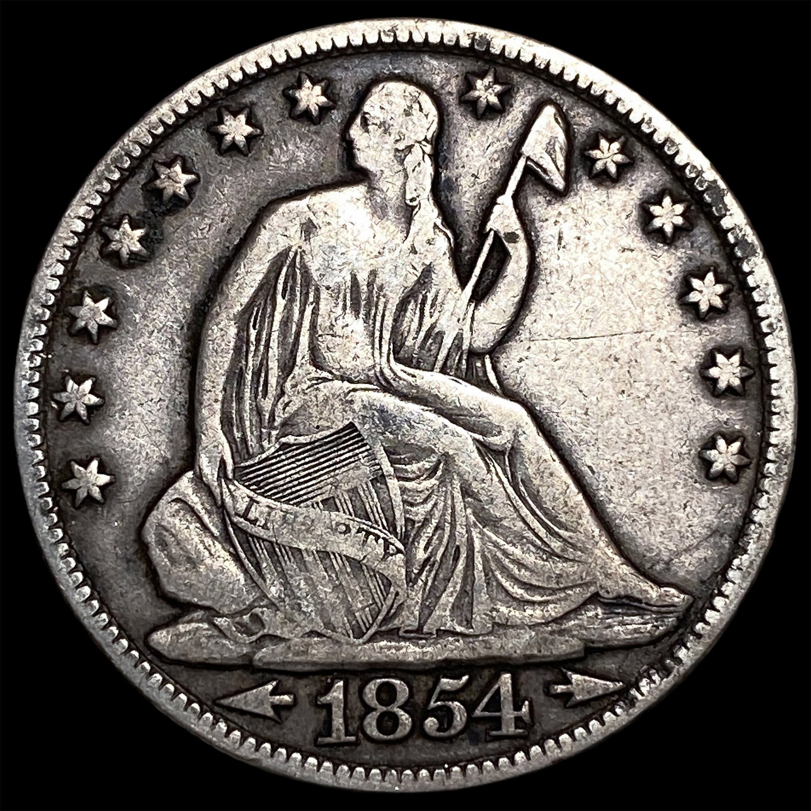 1854-O Silver Half Dollar NEARLY UNCIRCULATED: 1854-O Silver Half Dollar NEARLY UNCIRCULATED
