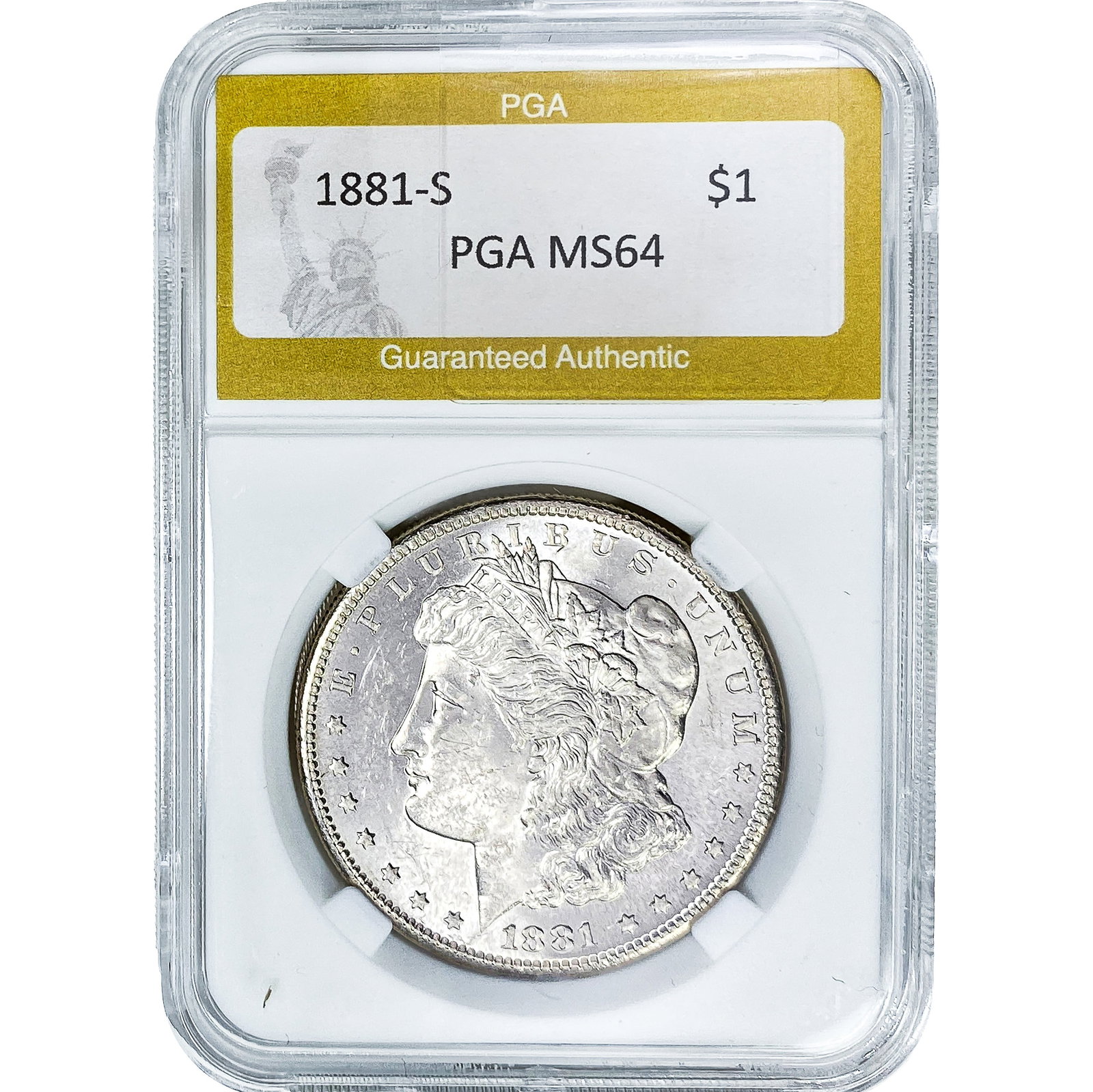 1881-S Morgan Silver Dollar PGA MS64: 1881-S Morgan Silver Dollar PGA MS64