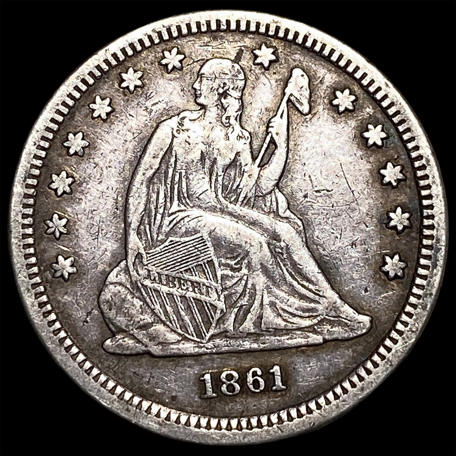 1861 Seated Liberty Quarter NEARLY UNCIRCULATED: 1861 Seated Liberty Quarter NEARLY UNCIRCULATED
