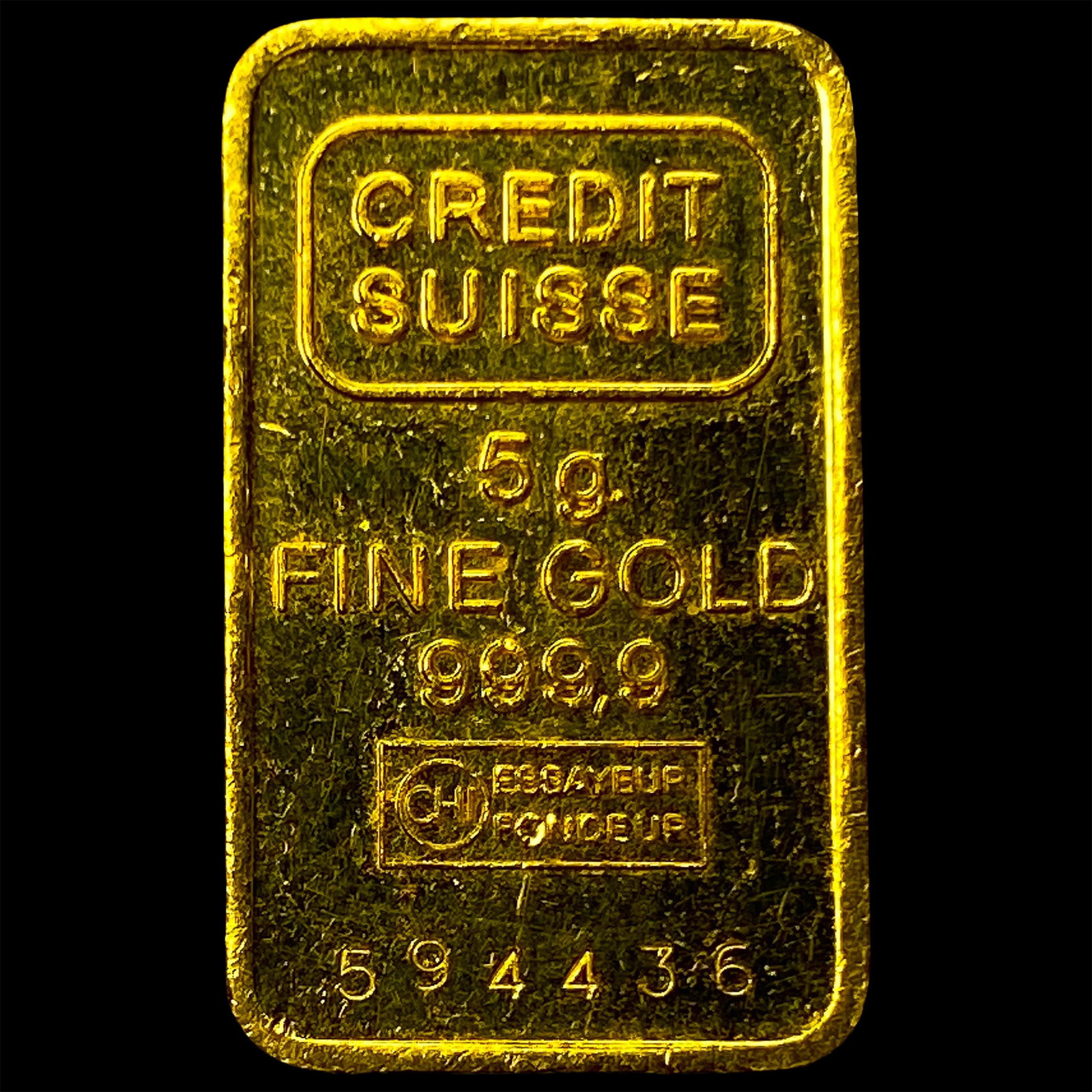 Credit Suisse 5g Gold Bar 999.9 Fine HIGH GRADE (1 of 2)