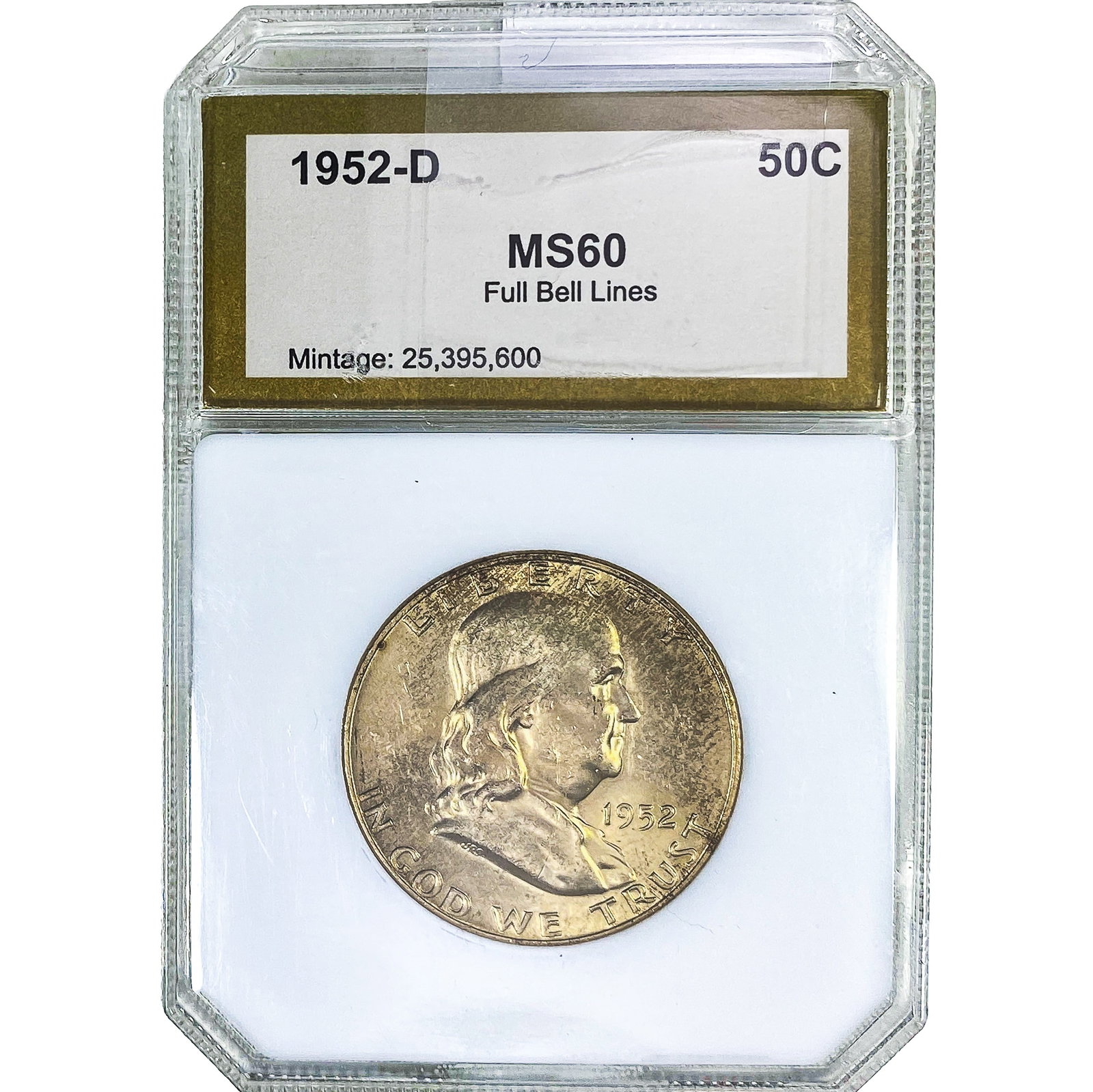 1952-D Franklin Half Dollar PGA MS60: 1952-D Franklin Half Dollar PGA MS60