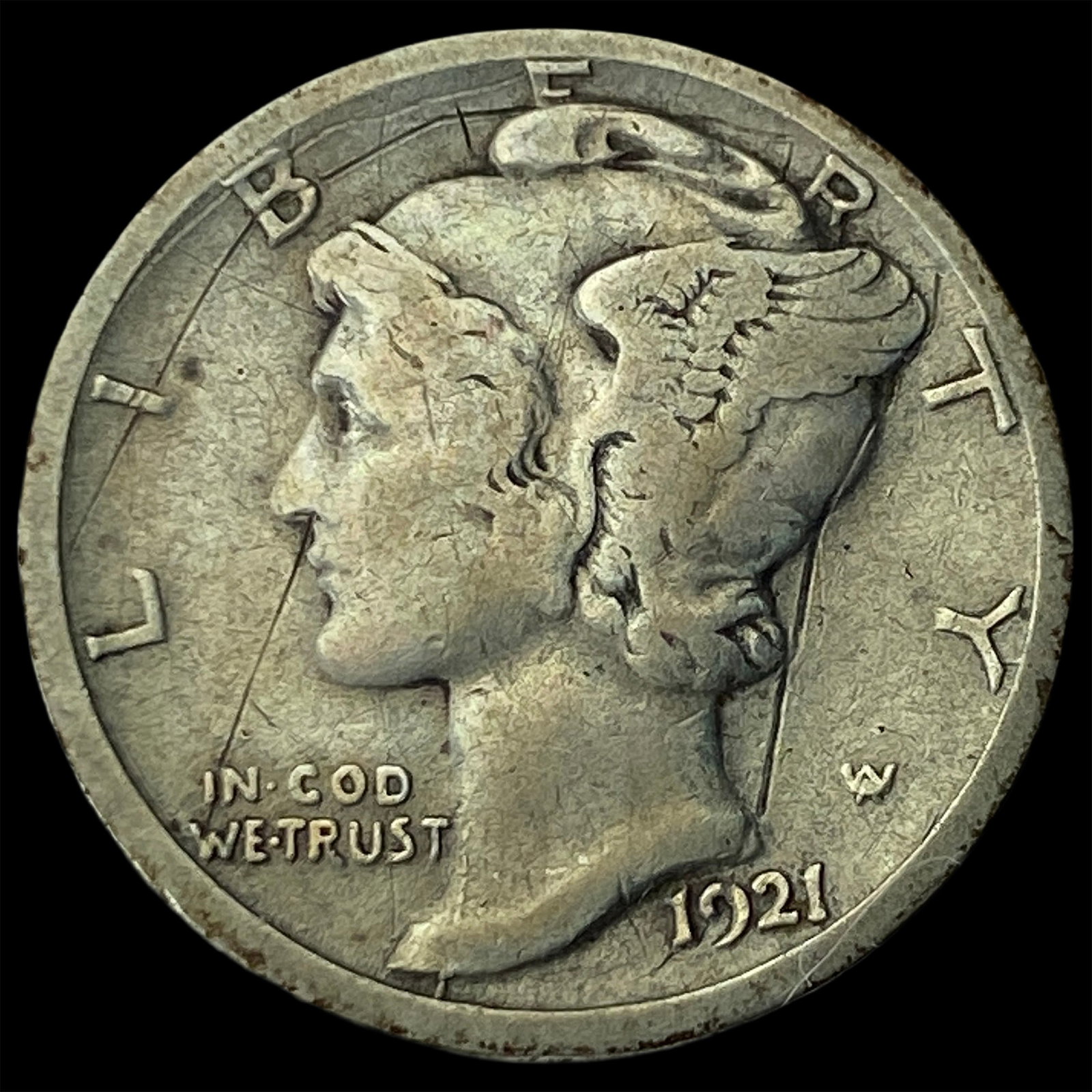 1921-D Silver Mercury Dime NEARLY UNCIRCULATED: 1921-D Silver Mercury Dime NEARLY UNCIRCULATED