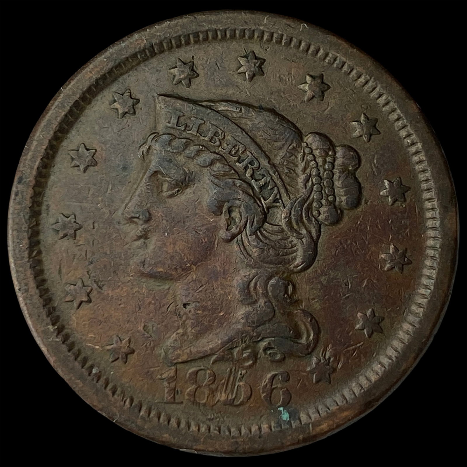 1856 Braided Hair Large Cent NICELY CIRCULATED: 1856 Braided Hair Large Cent NICELY CIRCULATED