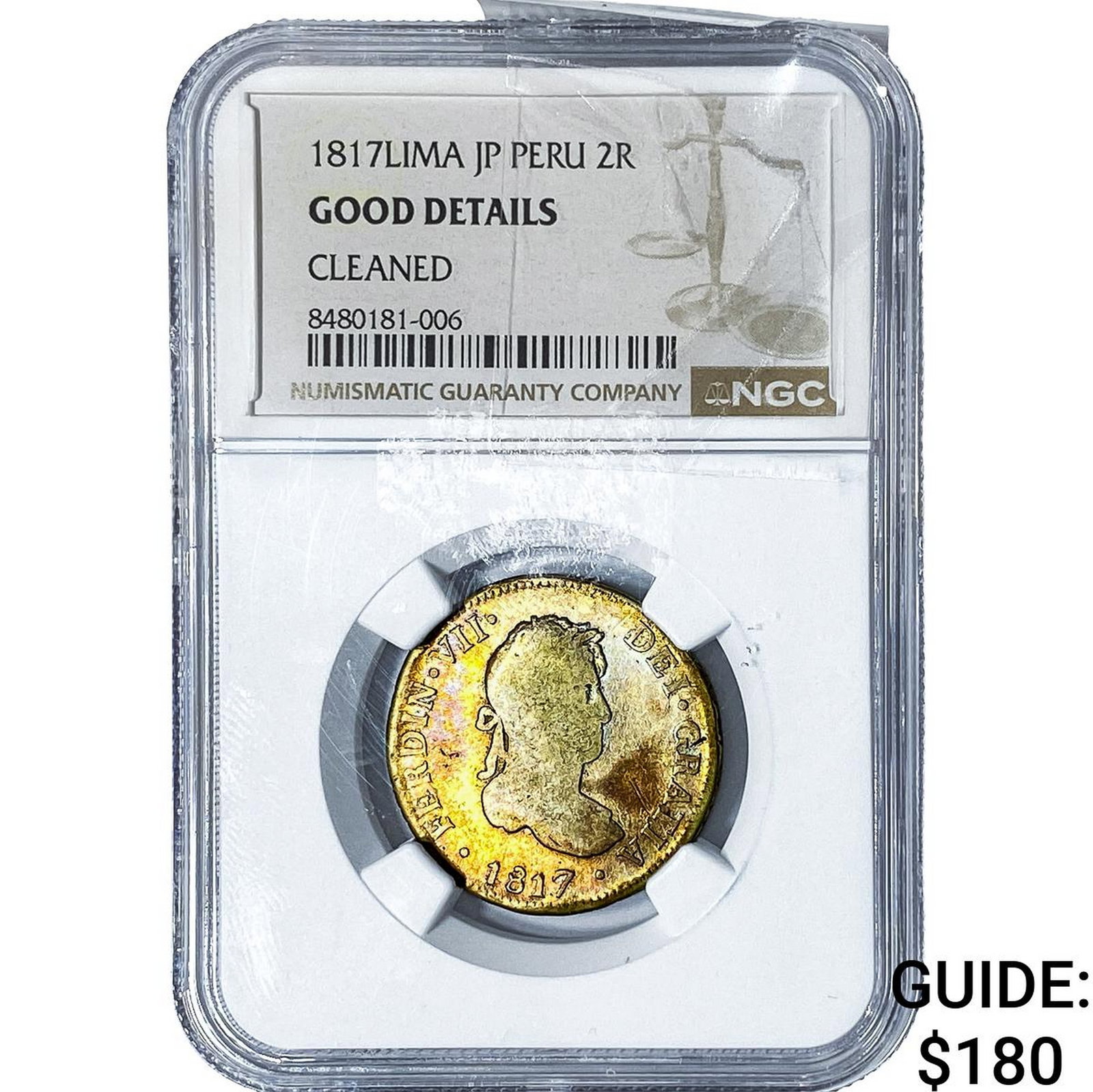1817-LIMA Peru Silver 2 Reales NGC G Details (1 of 2)