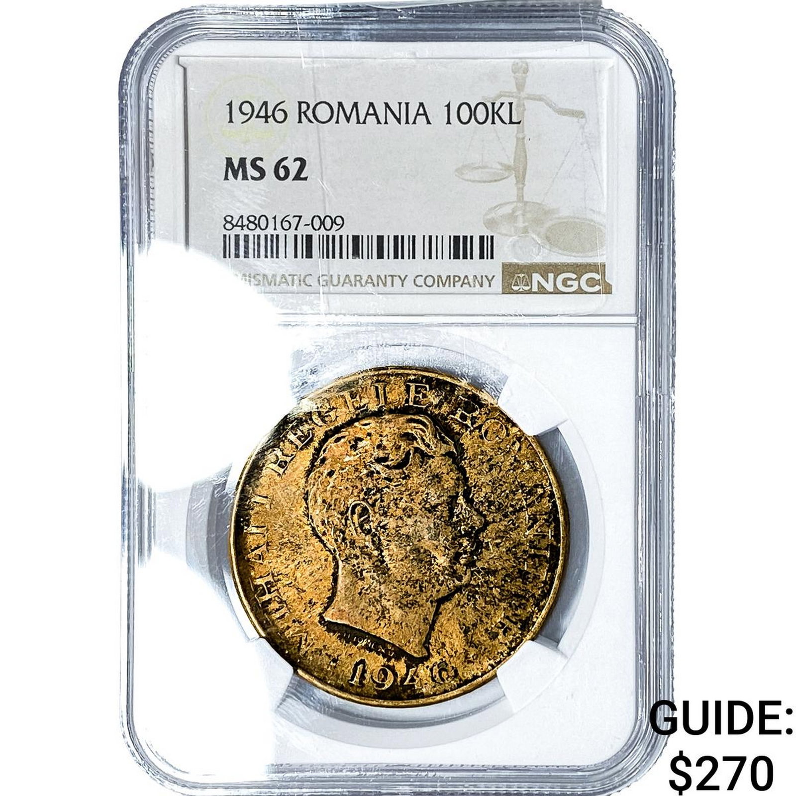 1946 Romania Silver 100,000 Lei NGC MS62: 1946 Romania Silver 100,000 Lei NGC MS62