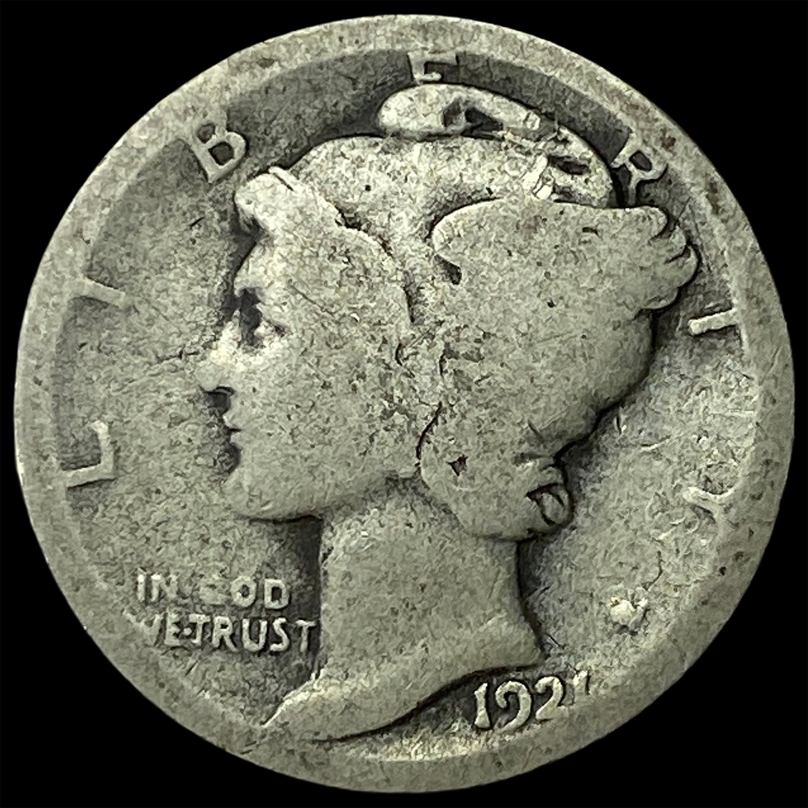 1921 Silver Mercury Dime LIGHTLY CIRCULATED: 1921 Silver Mercury Dime LIGHTLY CIRCULATED