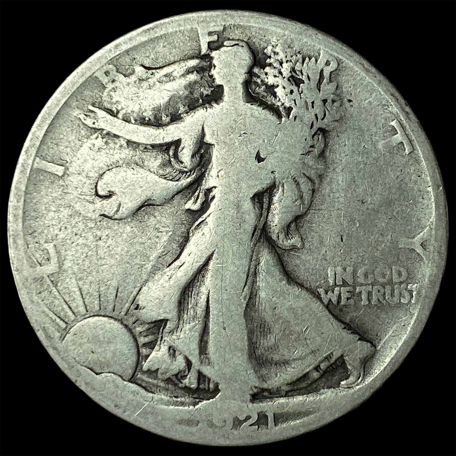1921-S Silver Walking Liberty Half Dollar NICELY CIRCULATED: 1921-S Silver Walking Liberty Half Dollar NICELY CIRCULATED