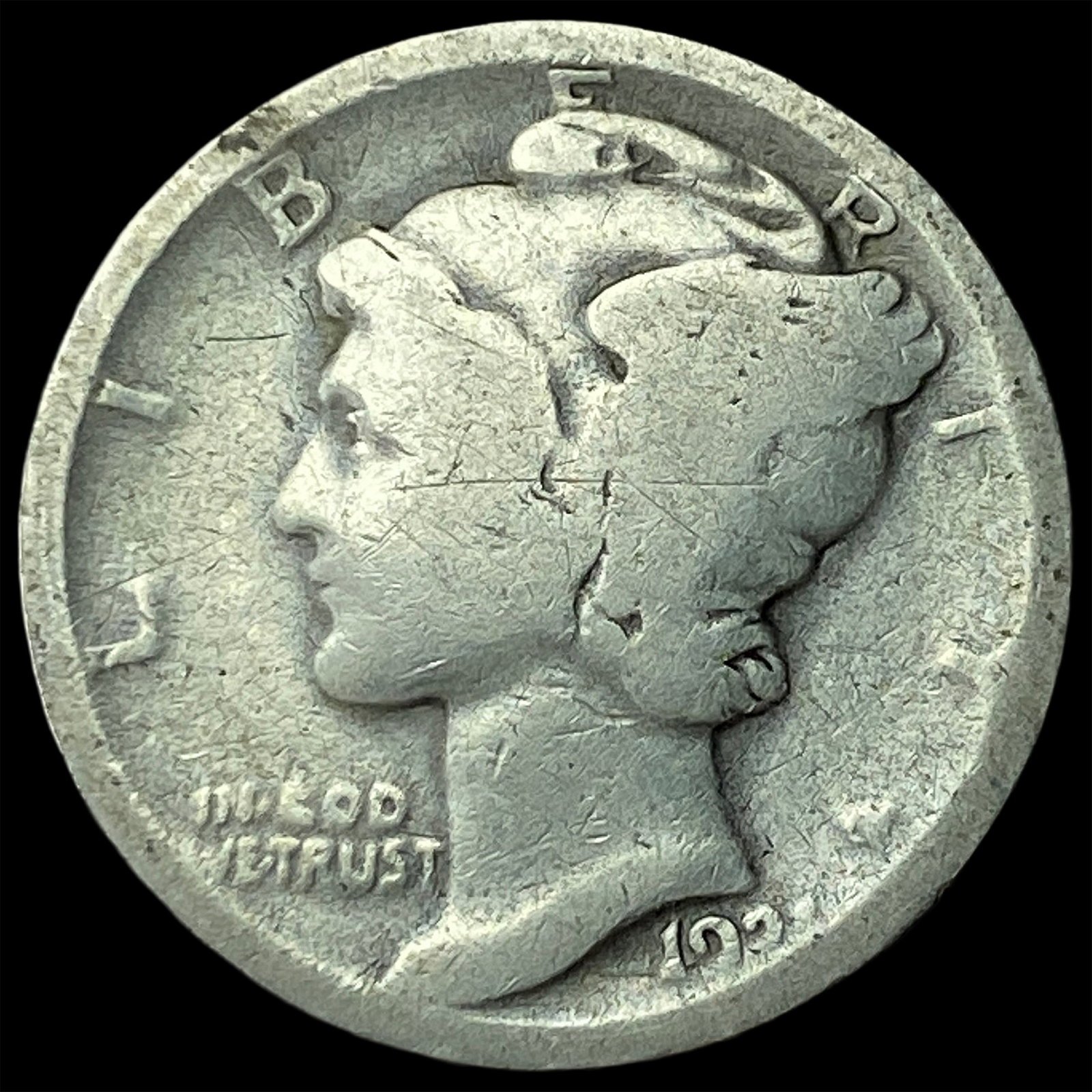 1921 Silver Mercury Dime LIGHTLY CIRCULATED: 1921 Silver Mercury Dime LIGHTLY CIRCULATED
