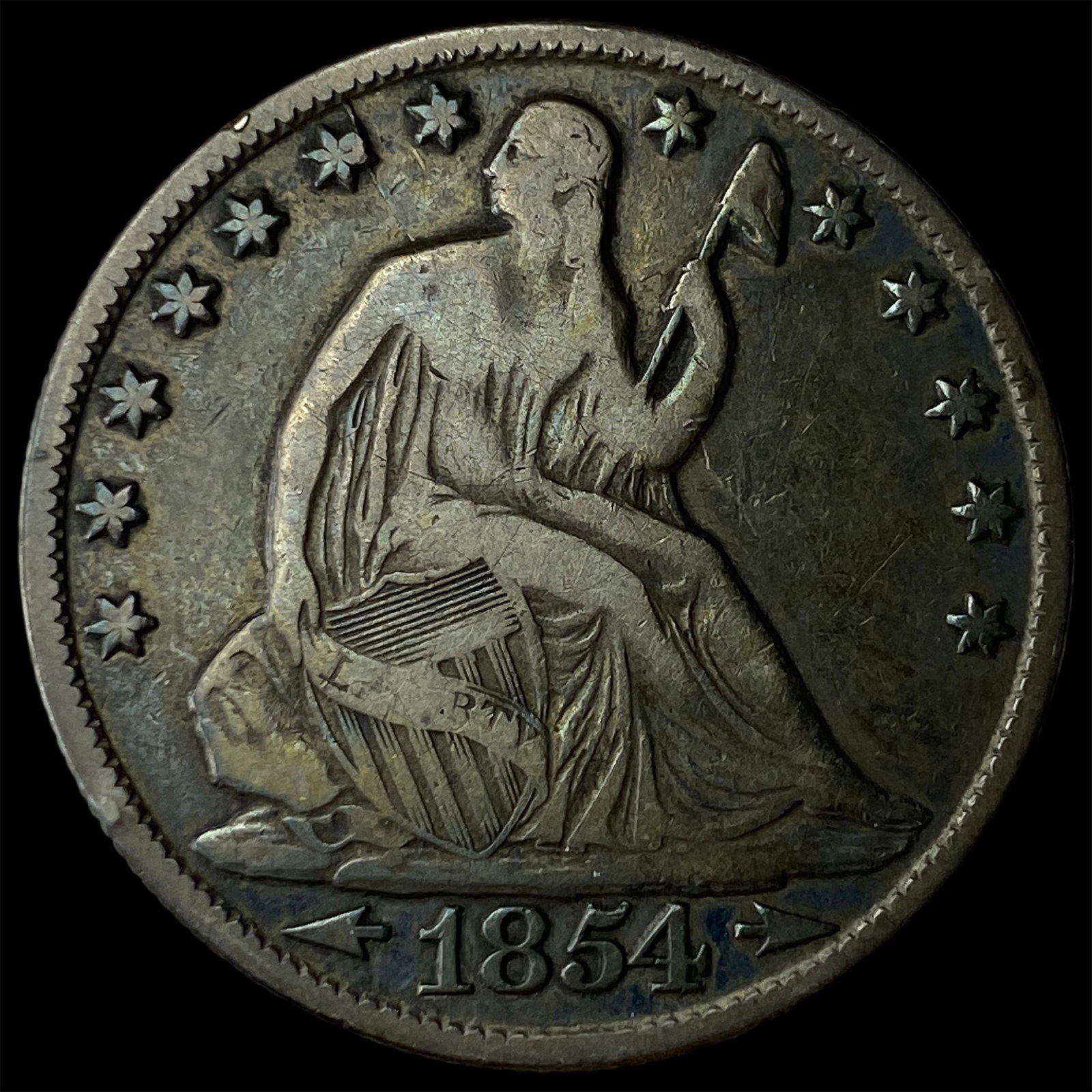 1854-O Silver Seated Liberty Half Dollar NEARLY UNCIRCULATED (1 of 2)