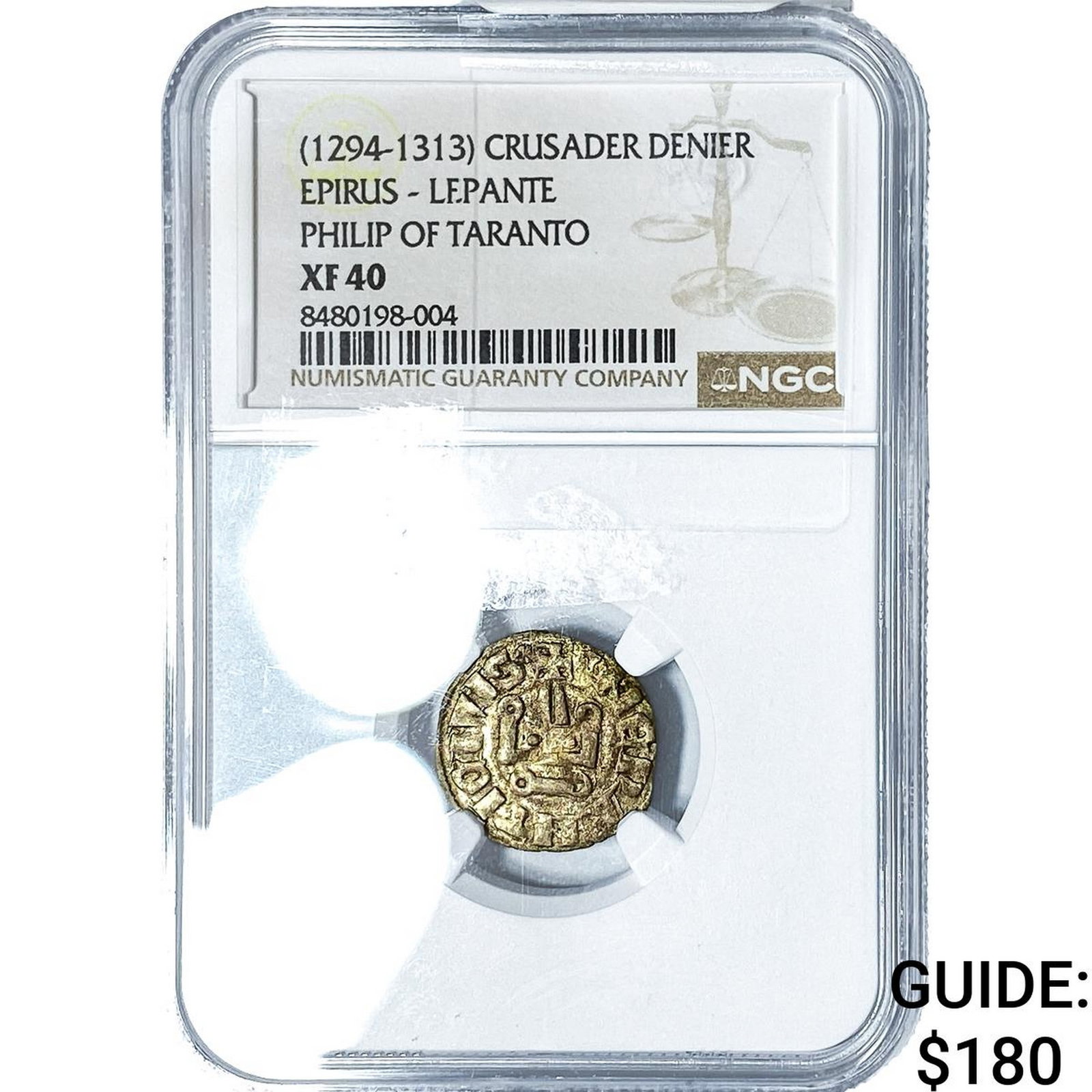 (1294-1313) Crusader Staters, Epirus Philip of Taranto Silver Denier NGC XF40 (1 of 2)