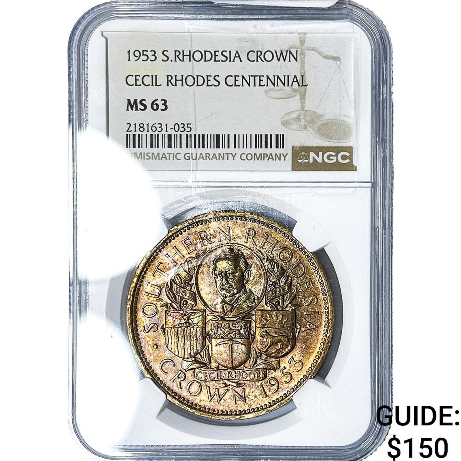 1953 S. Rhodesia Silver 1 Crown NGC MS63 (1 of 2)