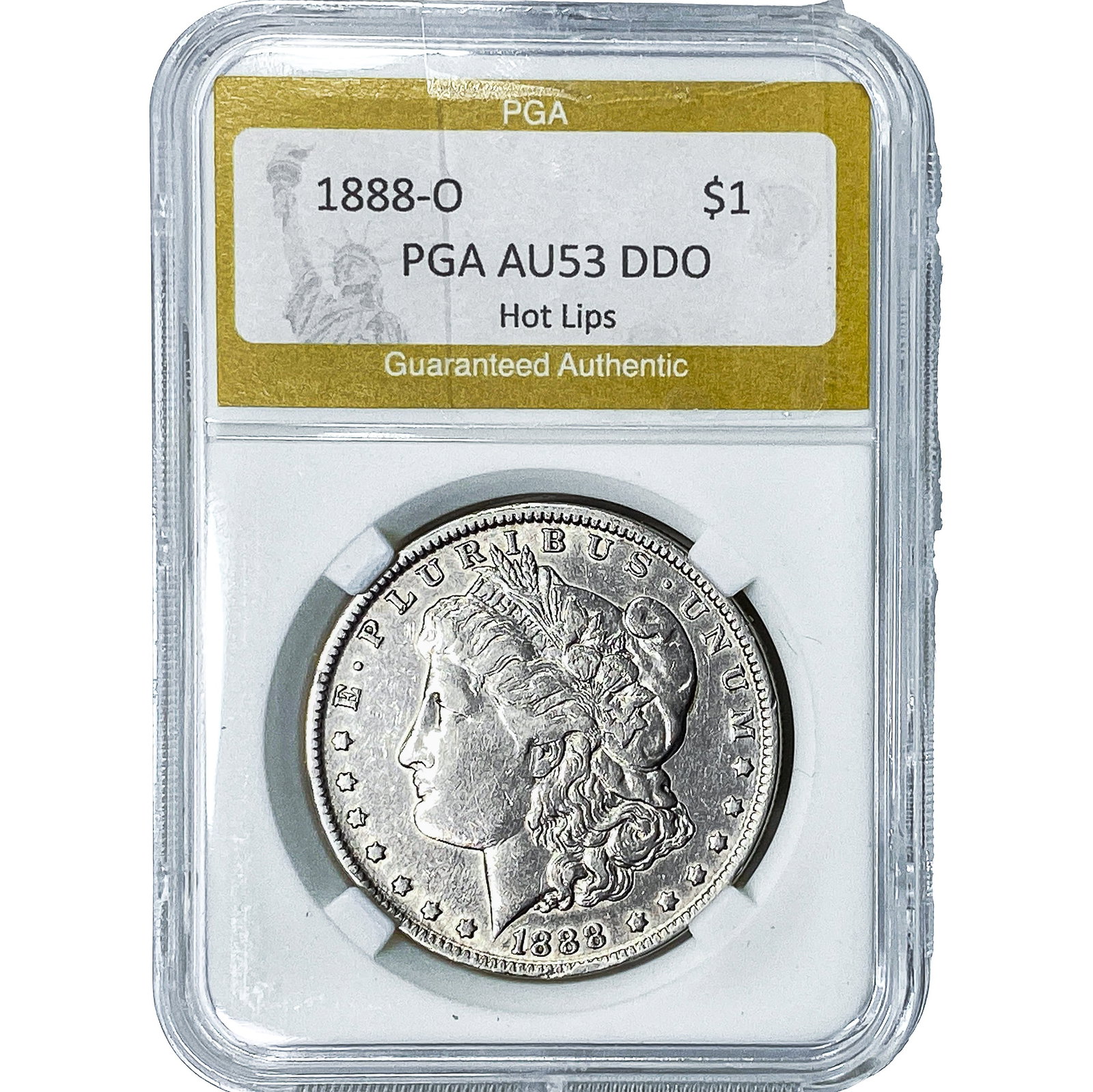 1888-O Morgan Silver Dollar PGA AU53 DDO Hot Lips (1 of 2)