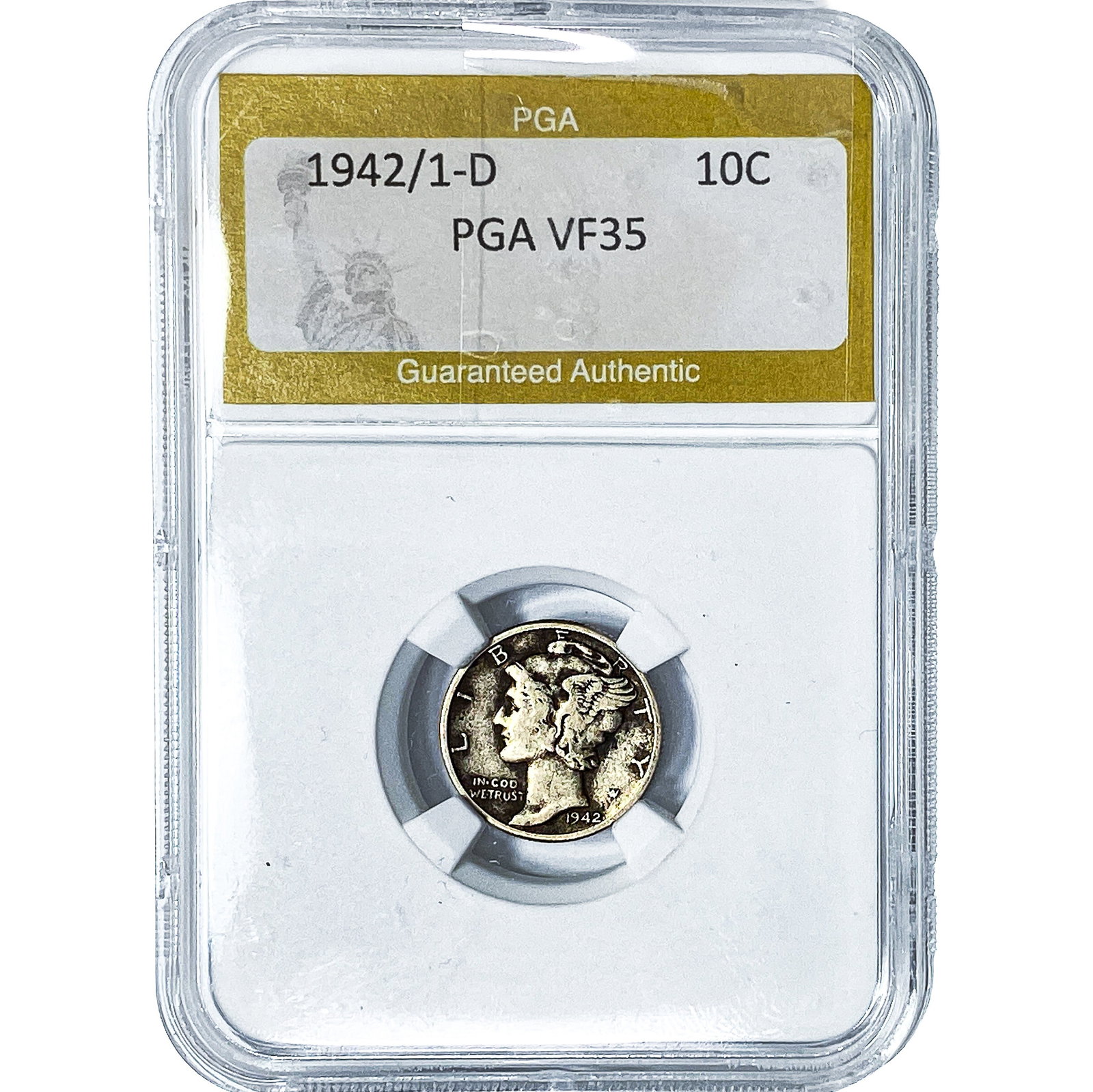 1942/1-D Mercury Silver Dime PGA VF35: 1942/1-D Mercury Silver Dime PGA VF35