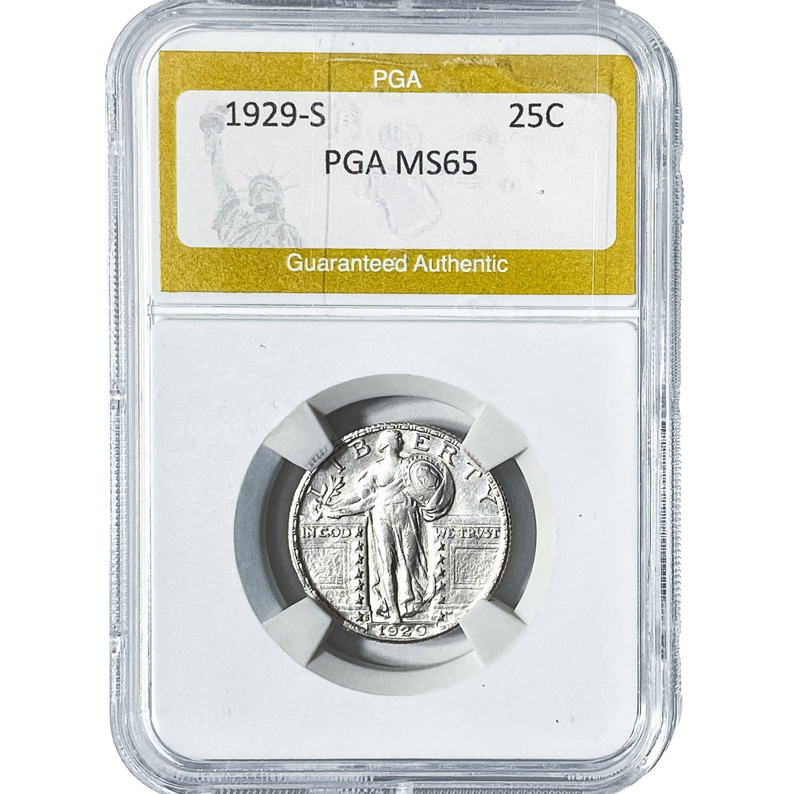 1929-S Standing Liberty Quarter PGA MS65: 1929-S Standing Liberty Quarter PGA MS65