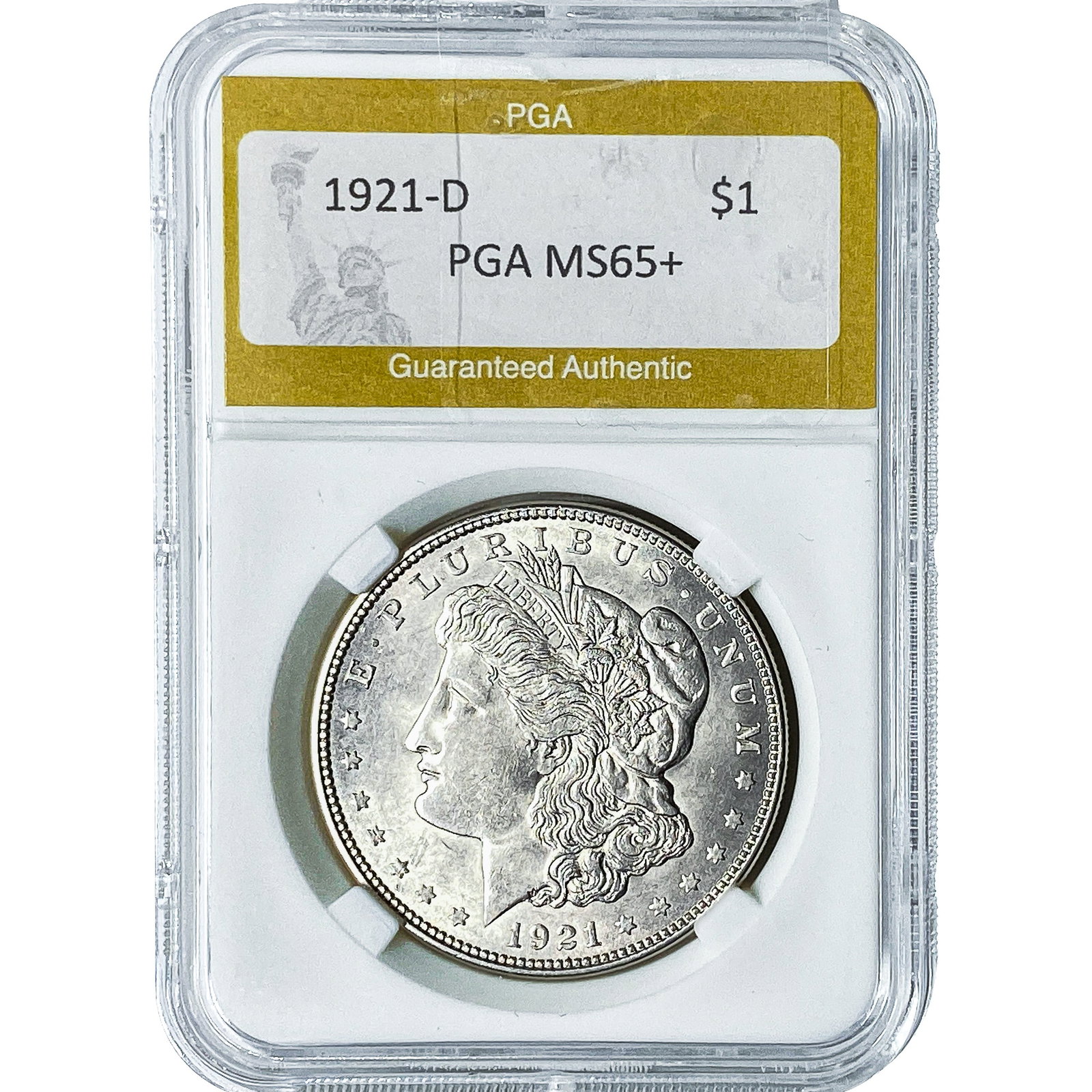 1921-D Morgan Silver Dollar PGA MS65+: 1921-D Morgan Silver Dollar PGA MS65+