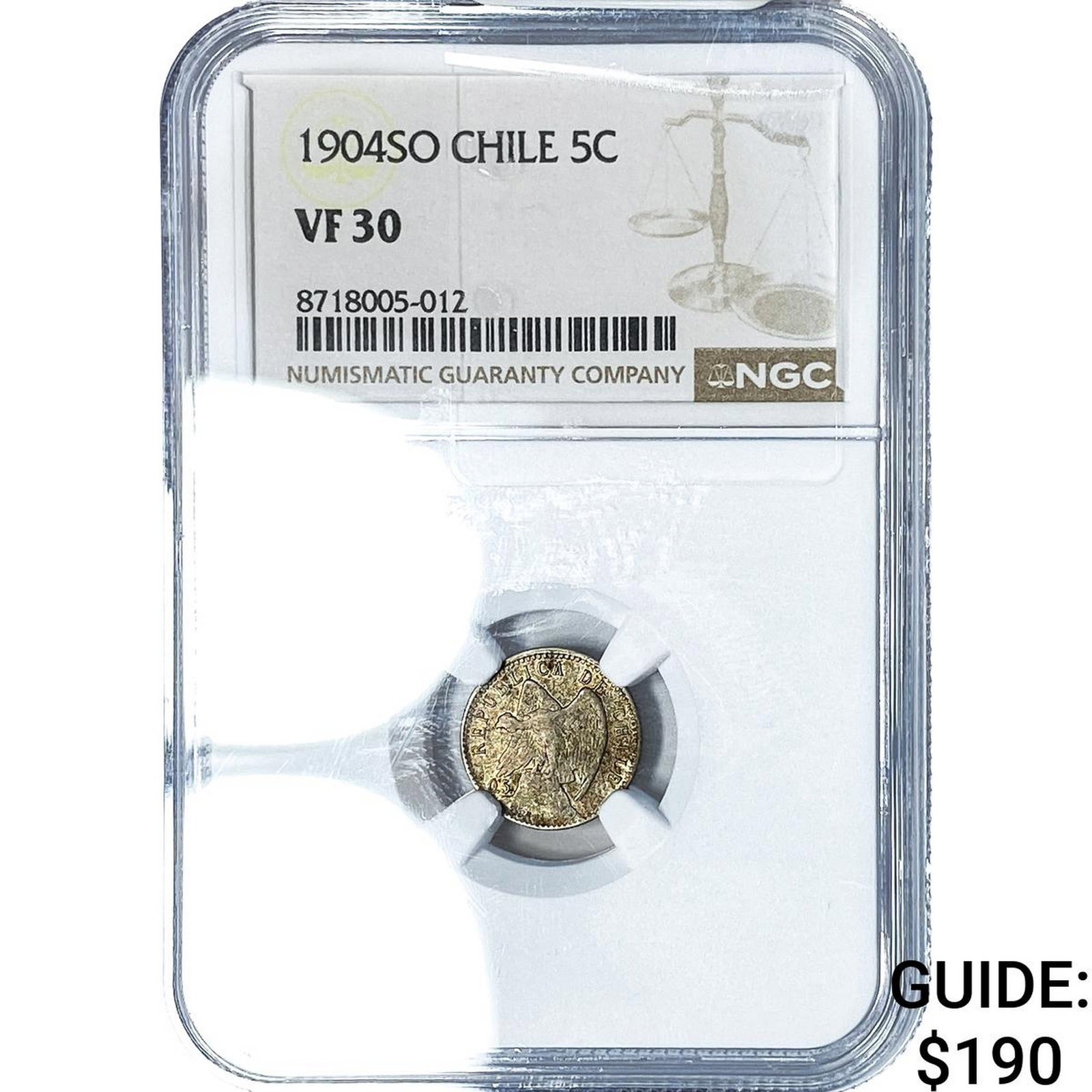 1904-SO Chile Silver 5 Centavos NGC VF30 (1 of 2)