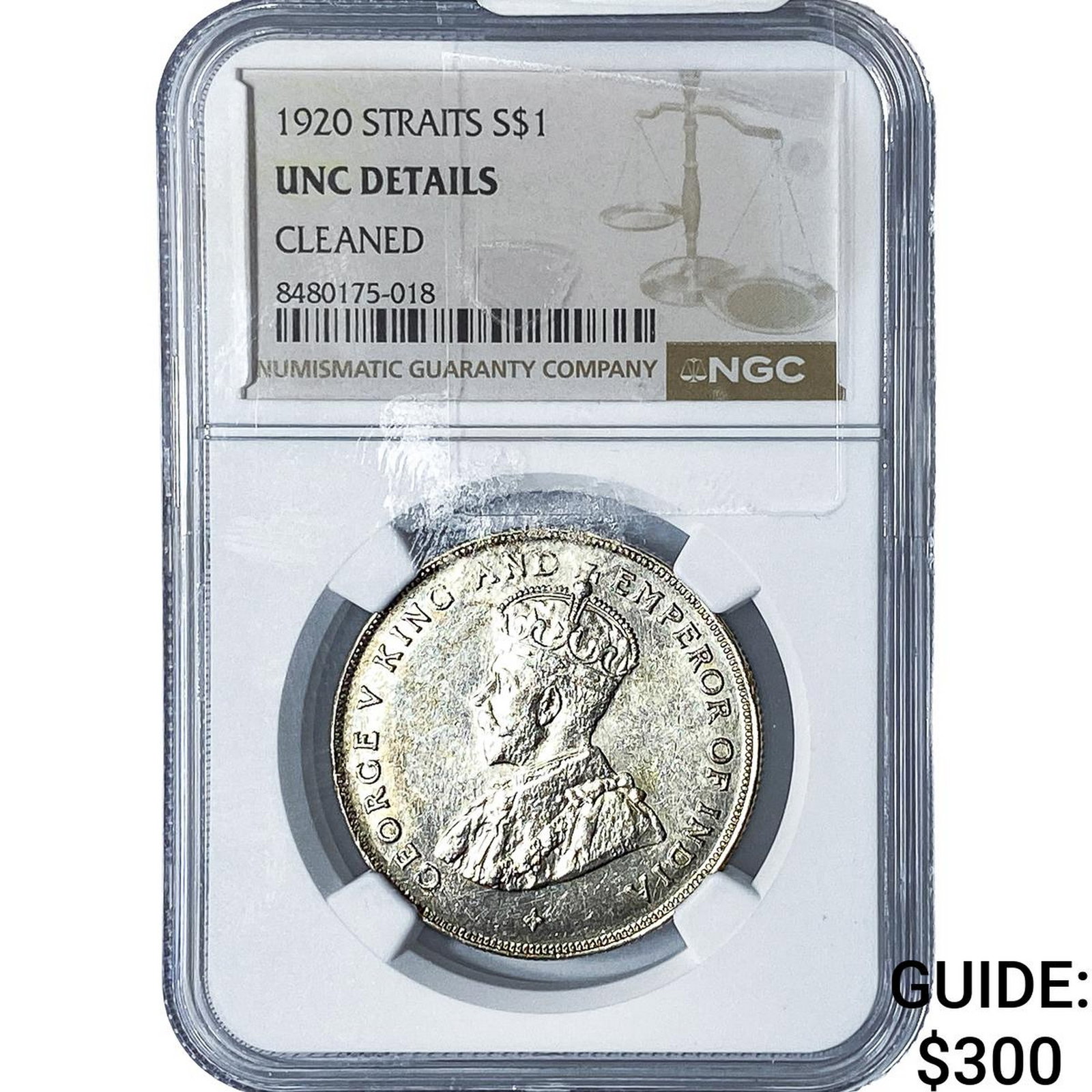 1920 Straits Settlements Silver 1 Dollar NGC UNC Details (1 of 2)