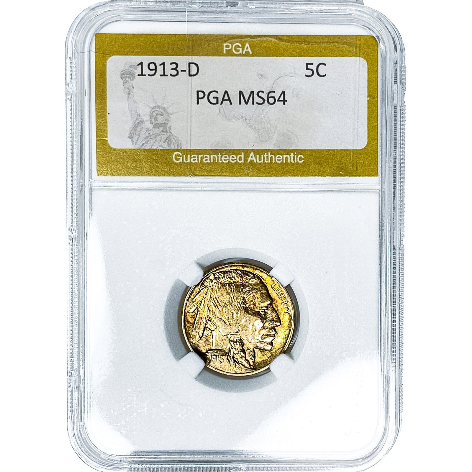 1913-D Buffalo Nickel PGA MS64: 1913-D Buffalo Nickel PGA MS64