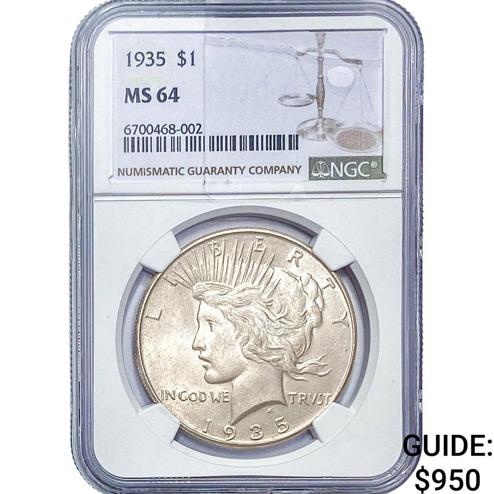 1935 Silver Peace Dollar NGC MS64 (1 of 2)