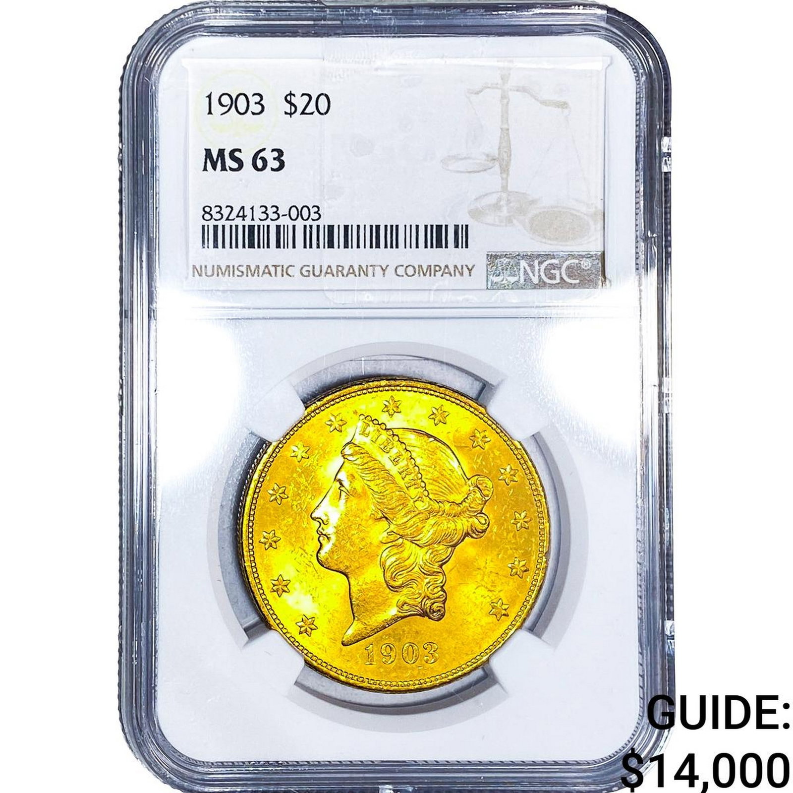 1903 $20 Gold Double Eagle NGC MS63: 1903 $20 Gold Double Eagle NGC MS63