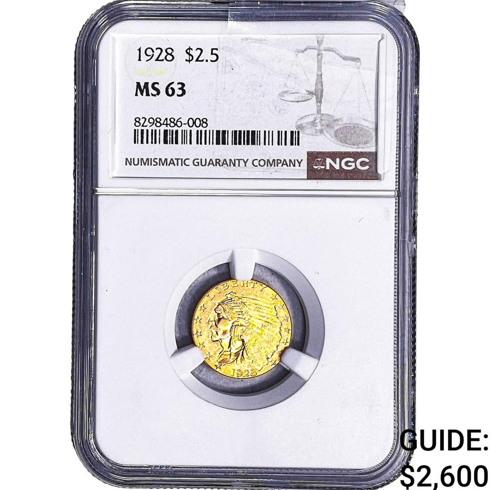 1928 $2.50 Gold Quarter Eagle NGC MS63: 1928 $2.50 Gold Quarter Eagle NGC MS63