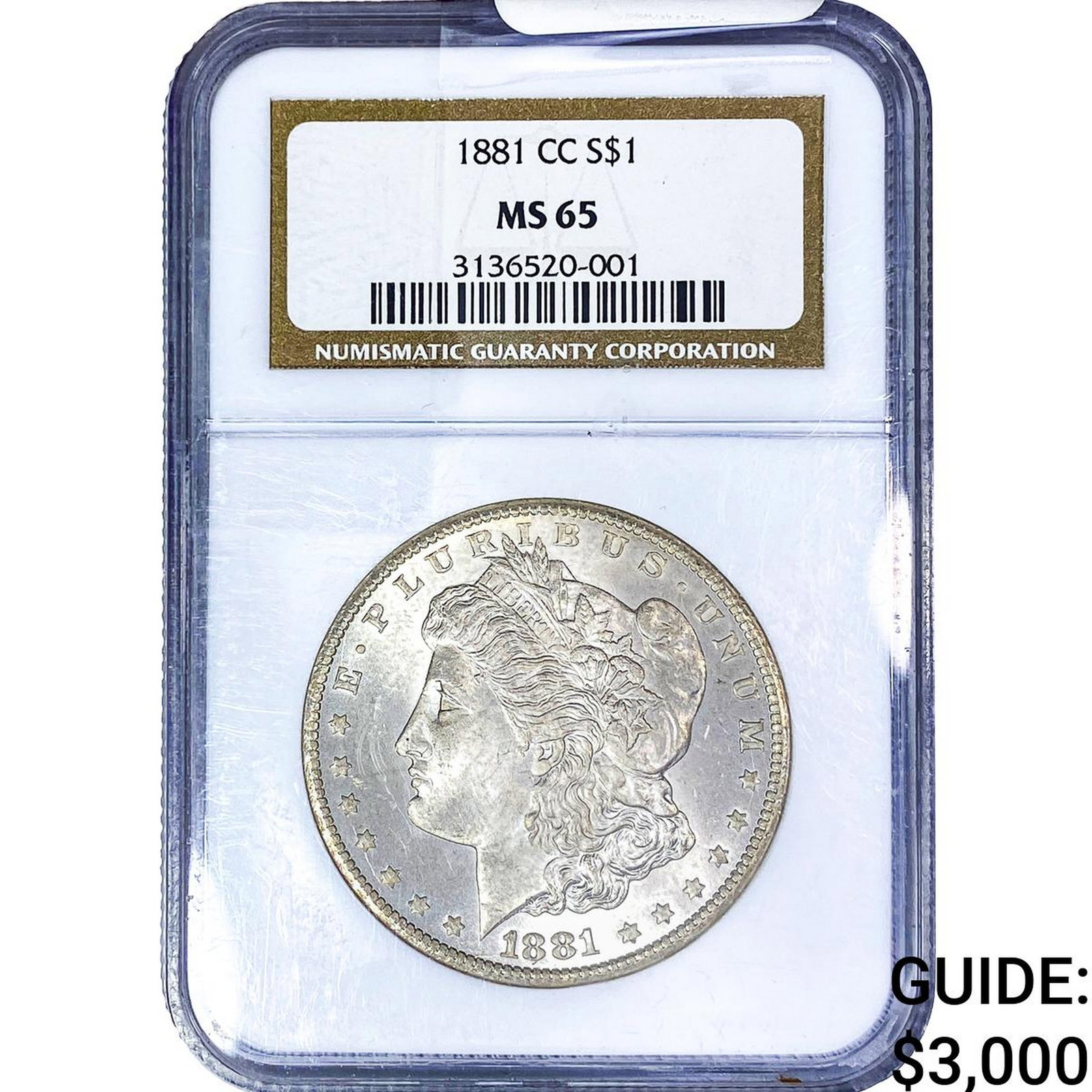 1881-CC Morgan Silver Dollar NGC MS65: 1881-CC Morgan Silver Dollar NGC MS65