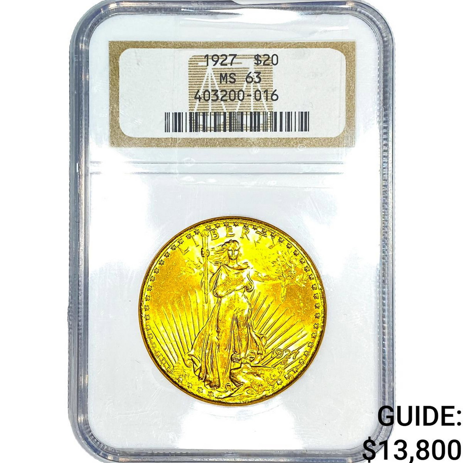 1927 $20 Gold Double Eagle NGC MS63: 1927 $20 Gold Double Eagle NGC MS63