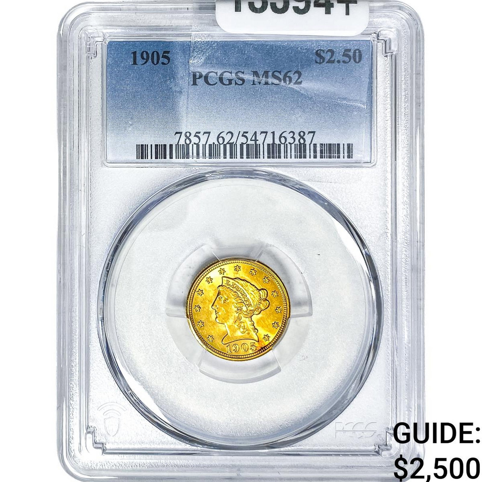 1905 $2.50 Gold Quarter Eagle PCGS MS62: 1905 $2.50 Gold Quarter Eagle PCGS MS62