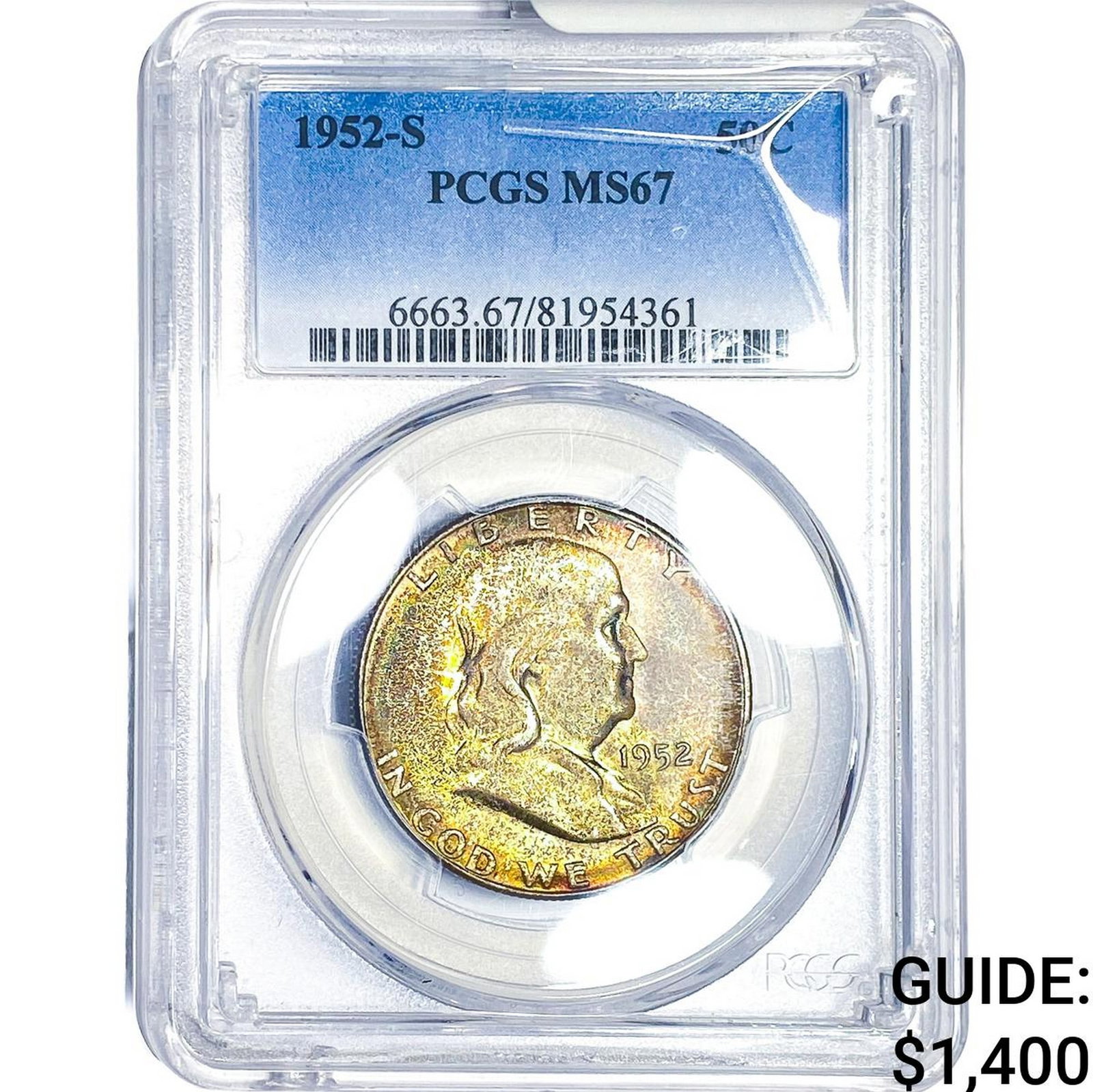 1952-S Franklin Half Dollar PCGS MS67 (1 of 4)