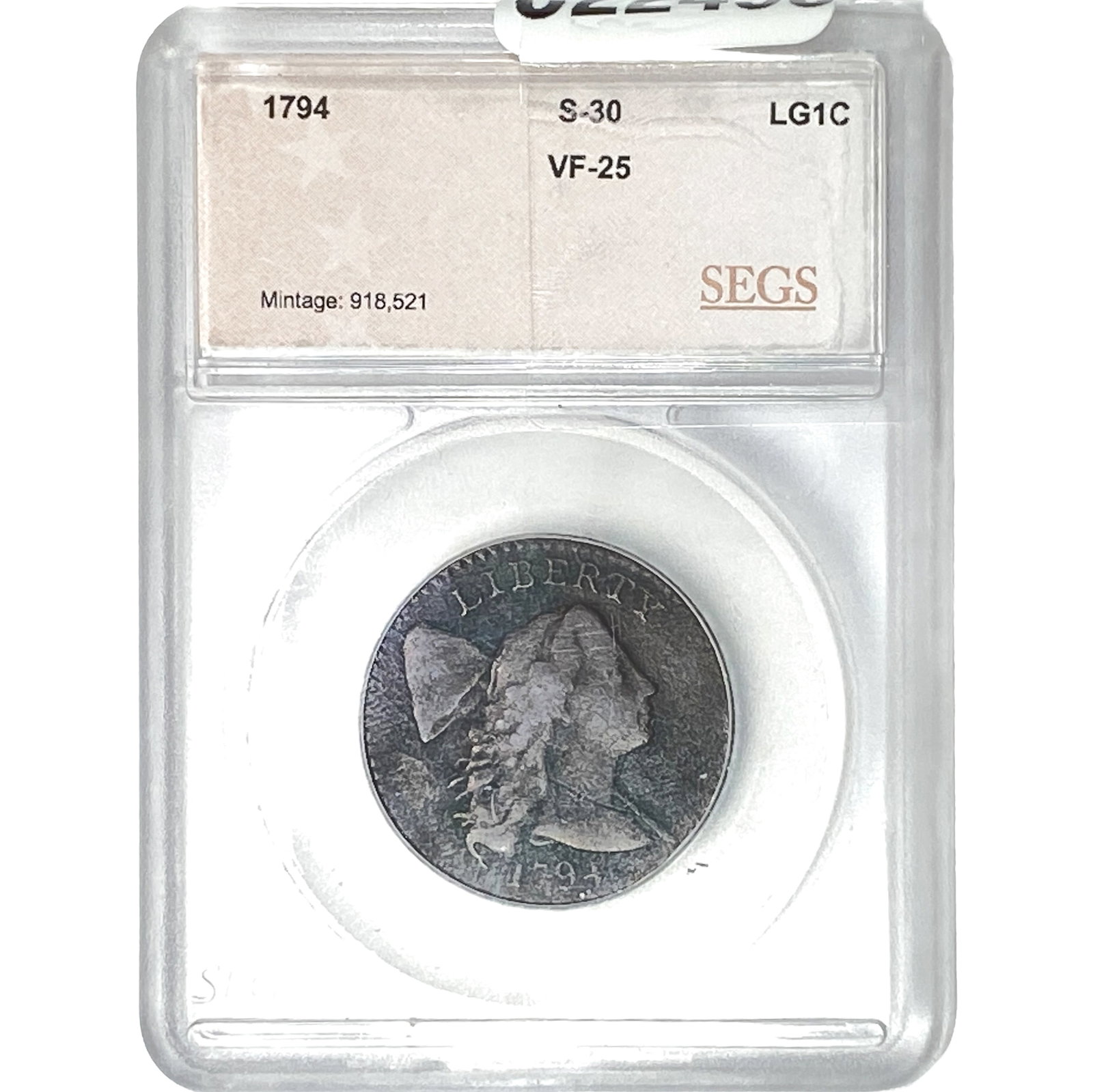 1794 Liberty Cap Large Cent SEGS VF25 (1 of 2)